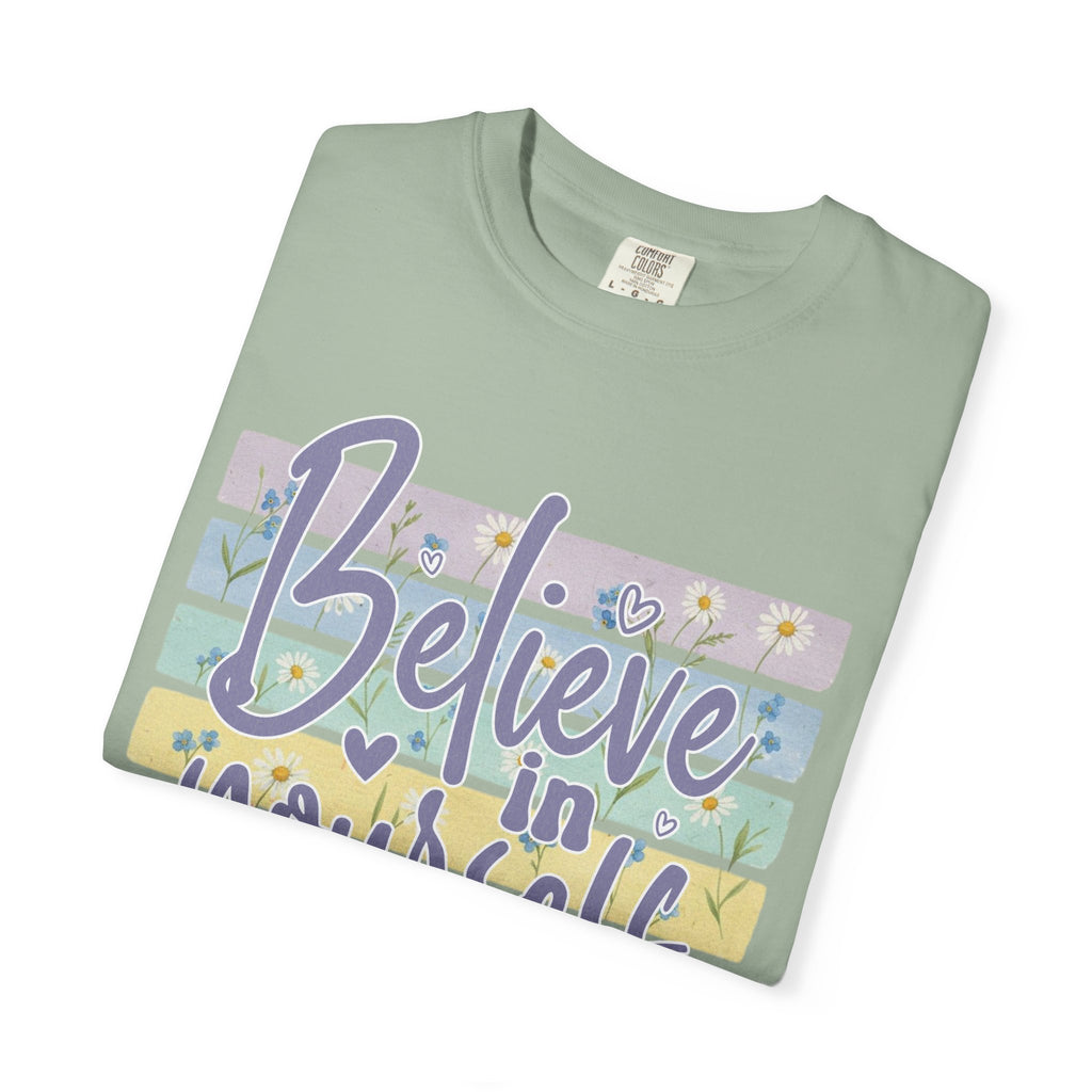 Textured Believe In Yourself T-Shirt — Inspirational Pastel Graphic Tee