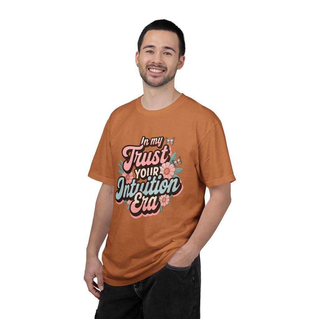 Trust Your Intuition Era T-shirt | Textured Floral Script Typography, Positive Message