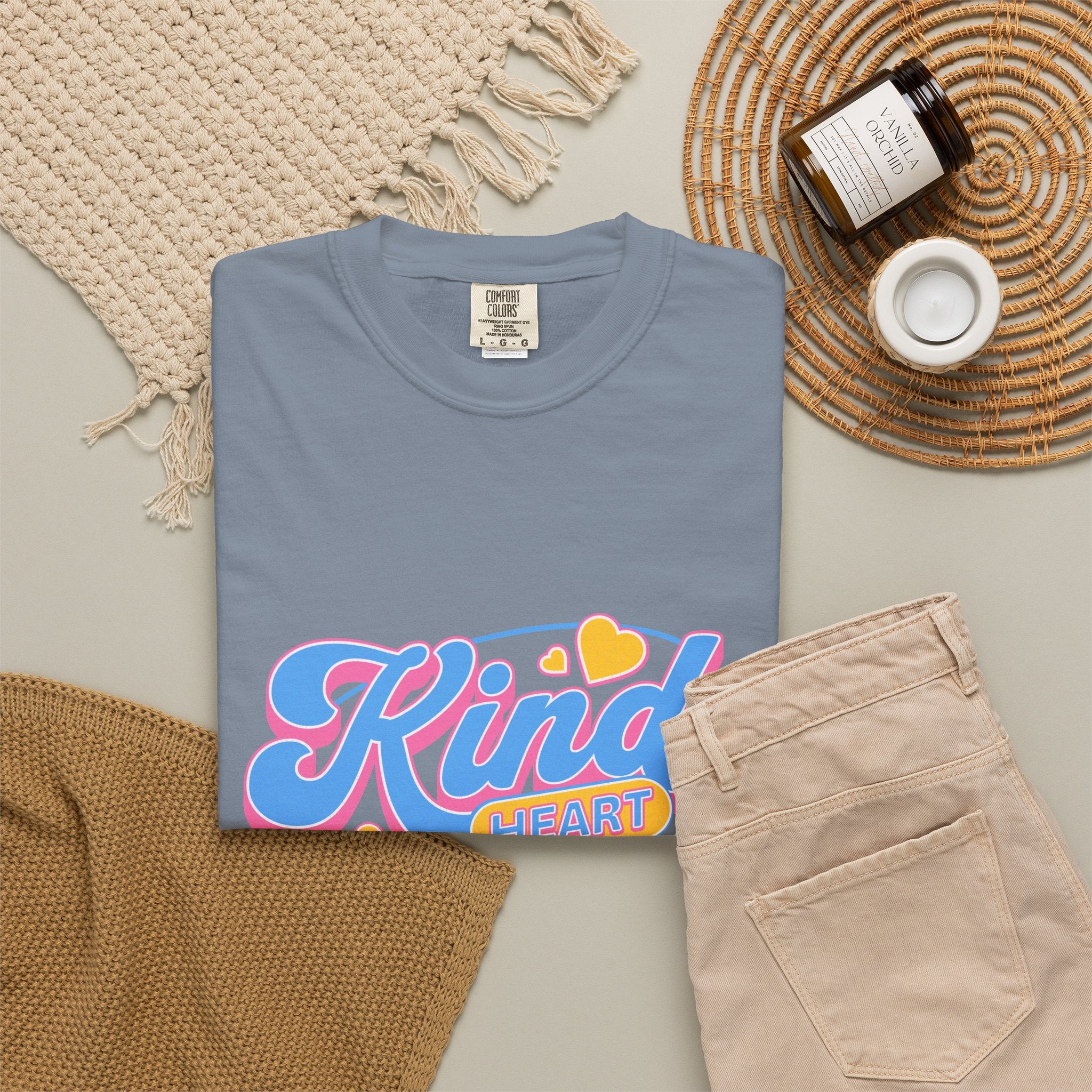 Textured Kind Heart T-Shirt — Retro Script Hearts Tee