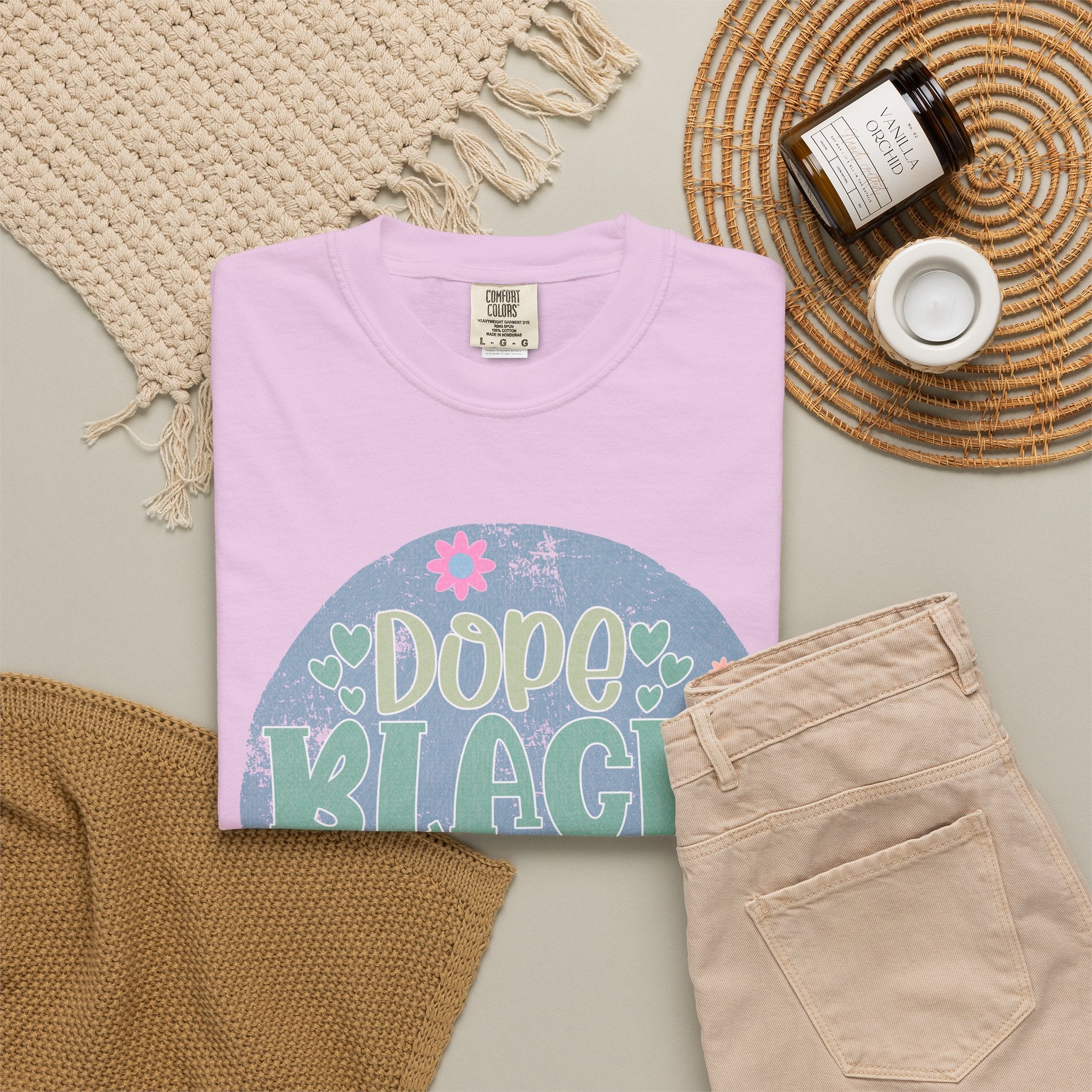 Dope Black Mom Textured T-Shirt — Floral Retro Circle Graphic Tee for Mothers
