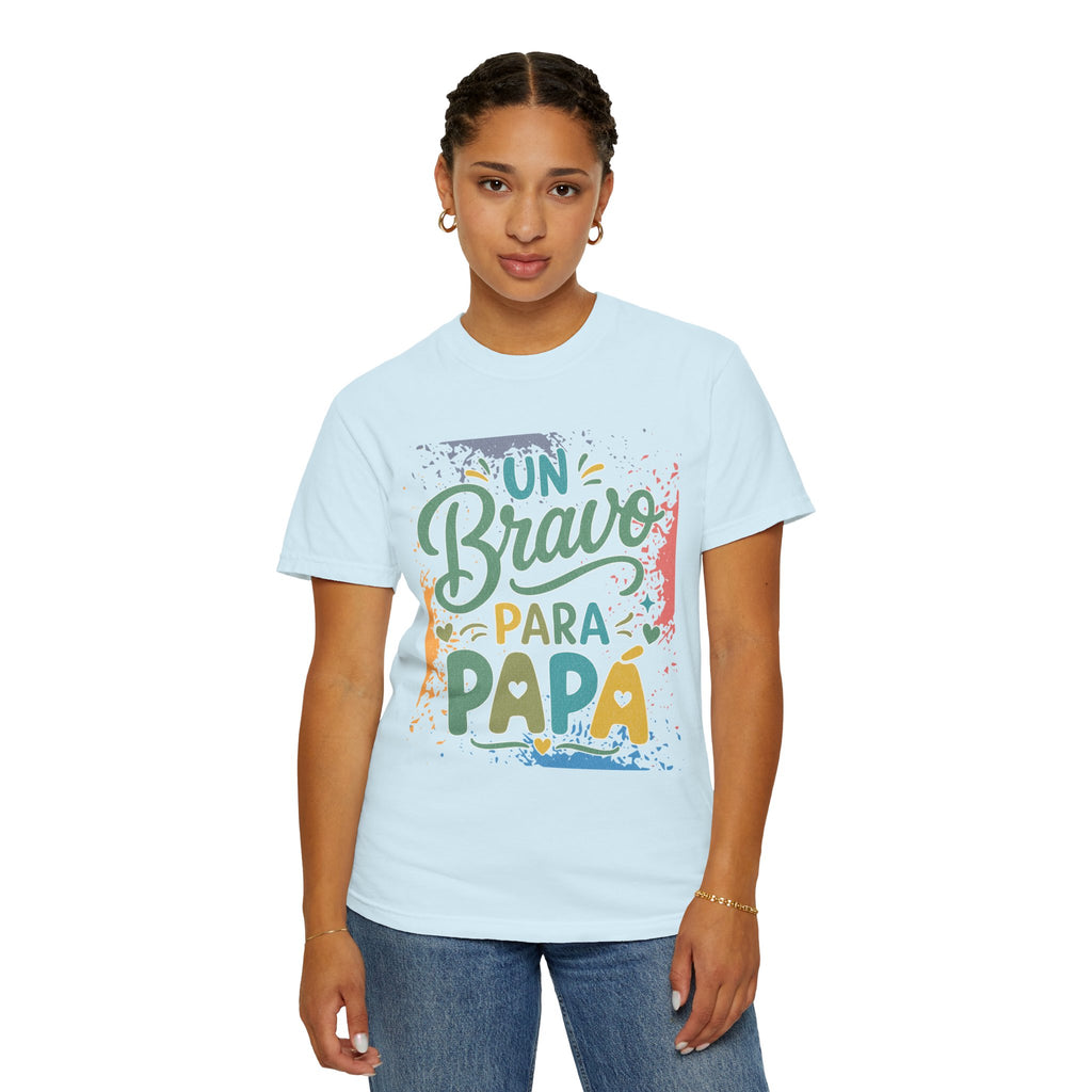 On Bravo Para Papá Textured T-Shirt — Colorful Father’s Day Spanish Dad Tee