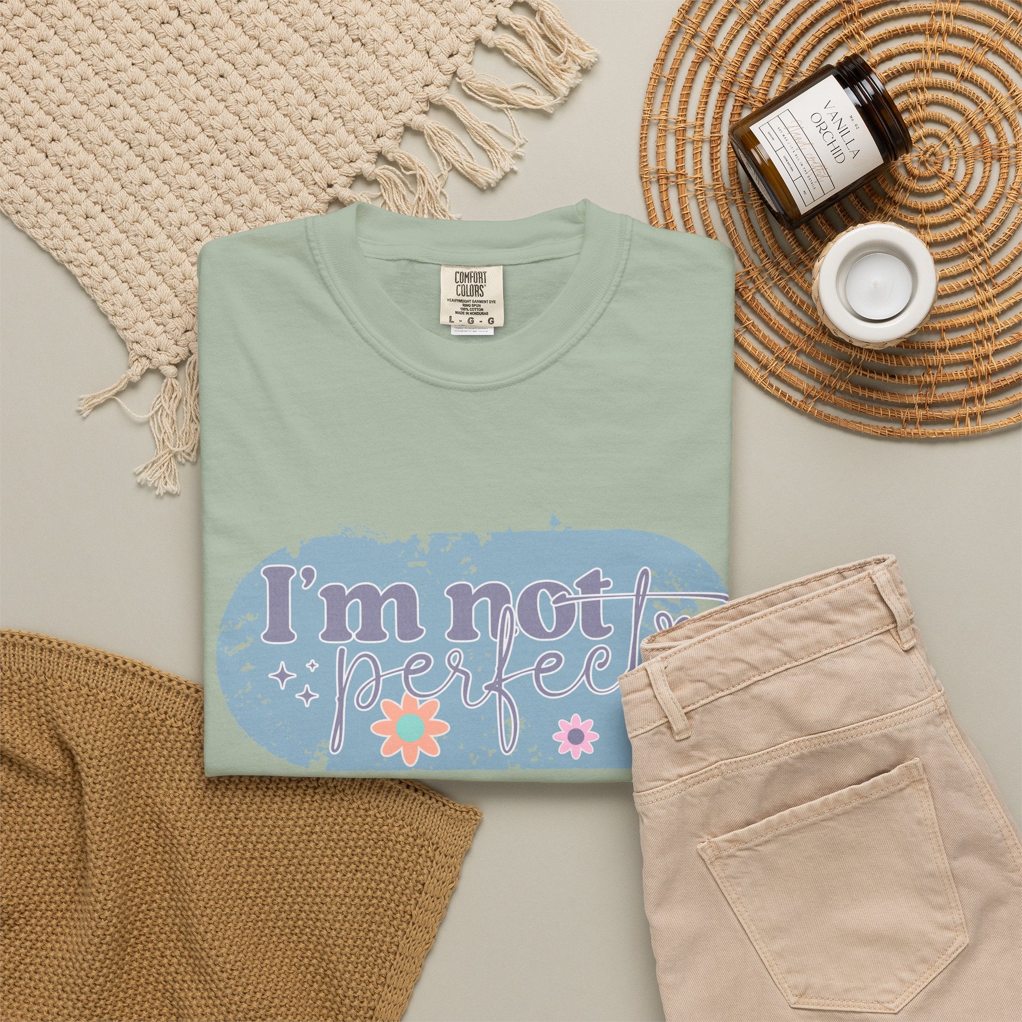 I'm Not Perfect Textured T-Shirt — Retro Floral Lazy Day Tee