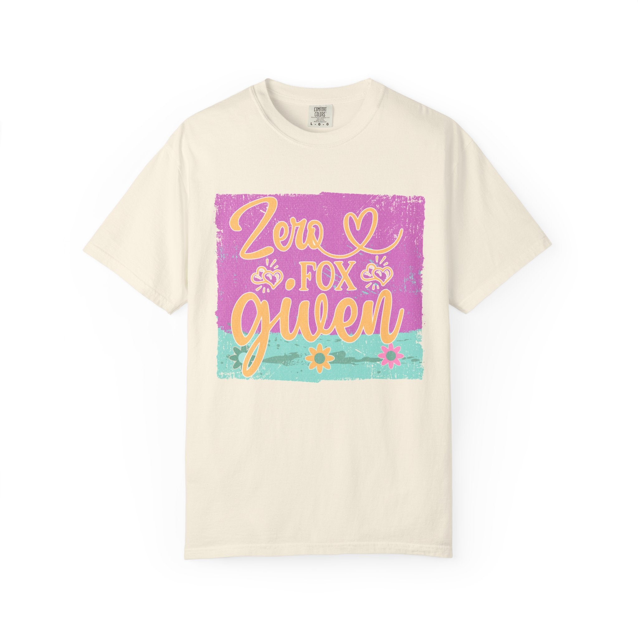 Textured T-Shirt — "Zero Fox Given" Retro Floral Graphic Tee