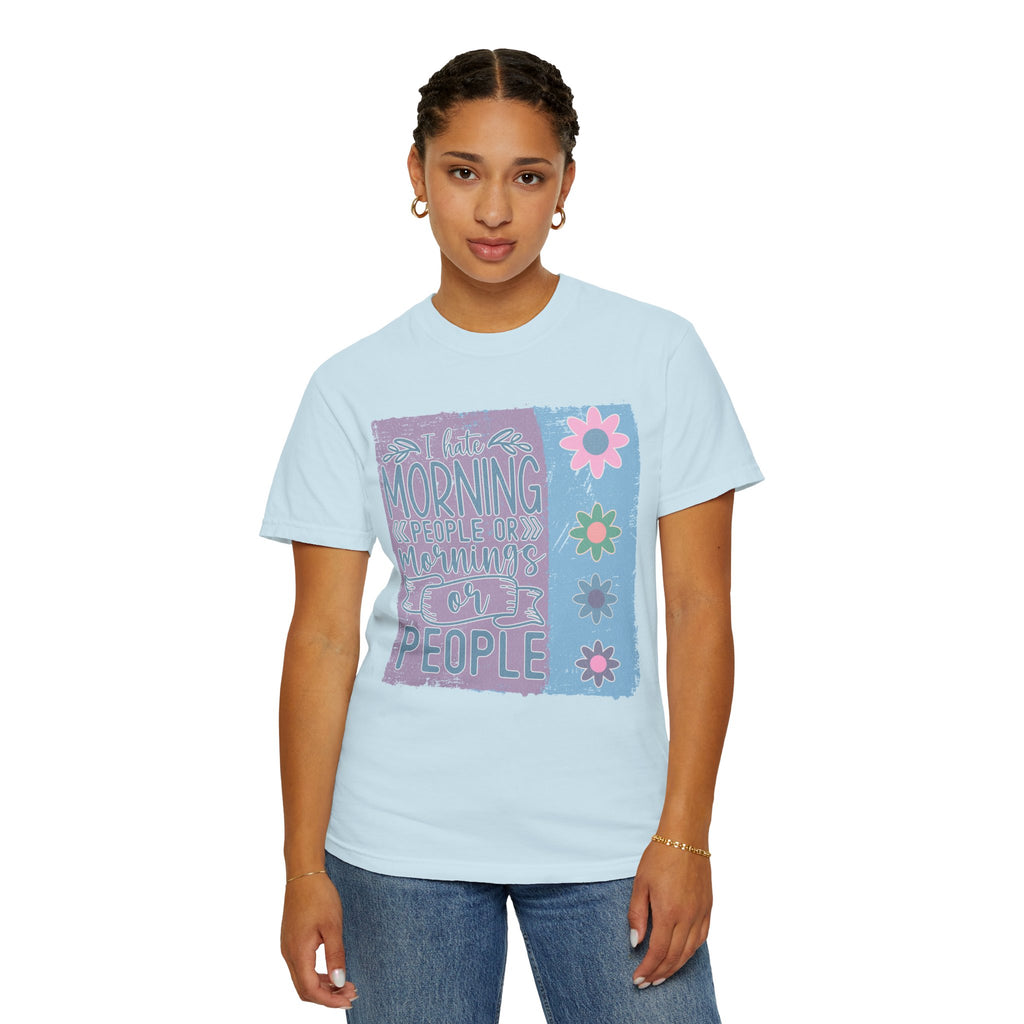 Textured Morning People or Not T-Shirt — Funny Floral Morning Person Graphic Tee