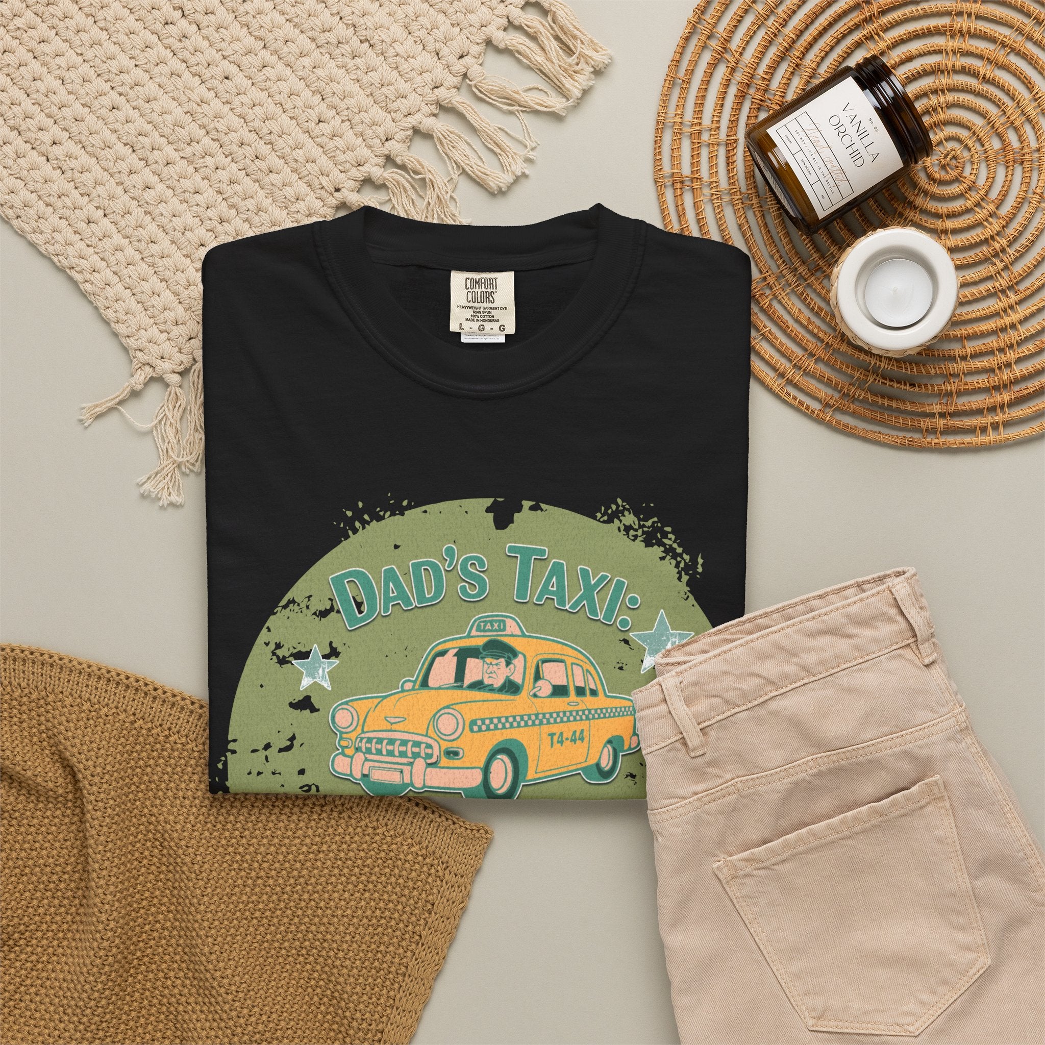 Textured Dad's Taxi Vintage Car T-Shirt