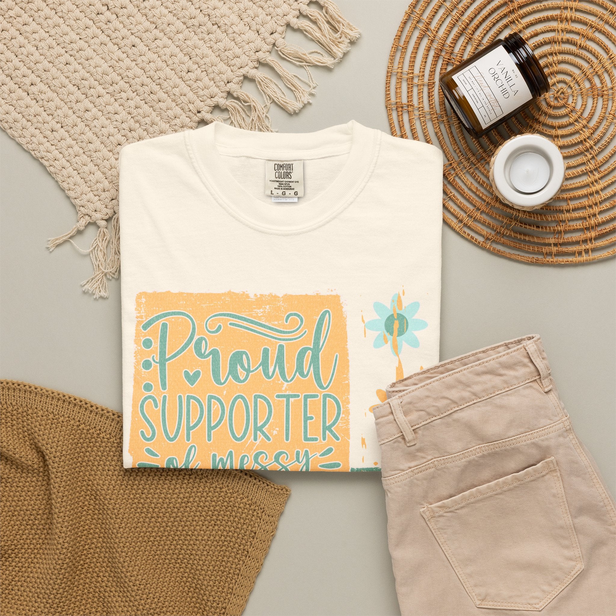 Proud Supporter of Messy Hair and Sweatpants Textured T-Shirt