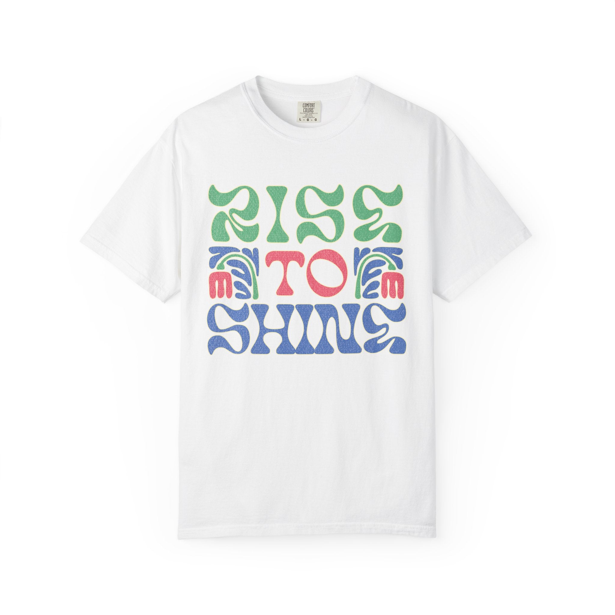 Textured Rise to Shine T-shirt | Retro Psychedelic Lettering