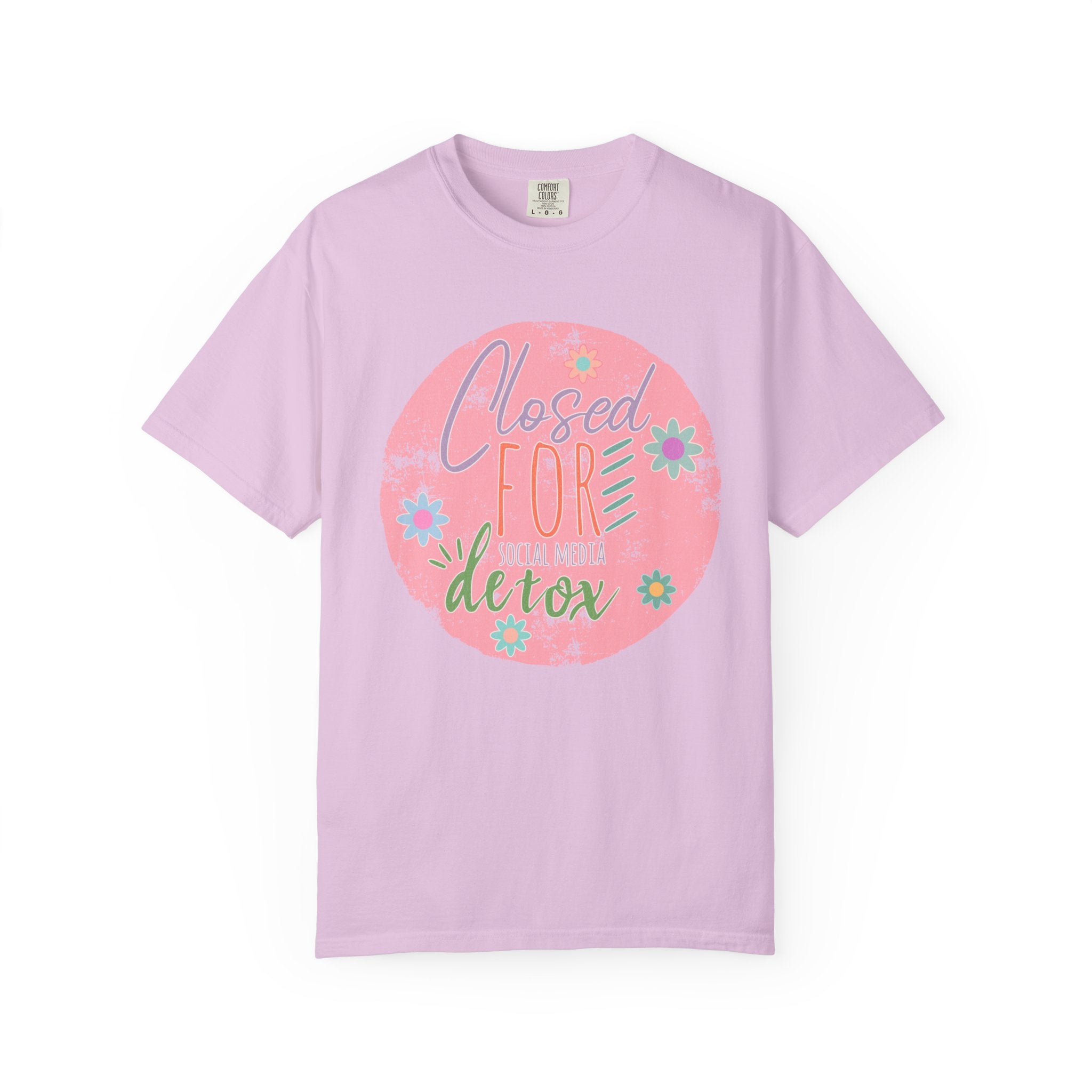 Closed For Detox Textured T‑Shirt — Cute Floral Wellness Tee