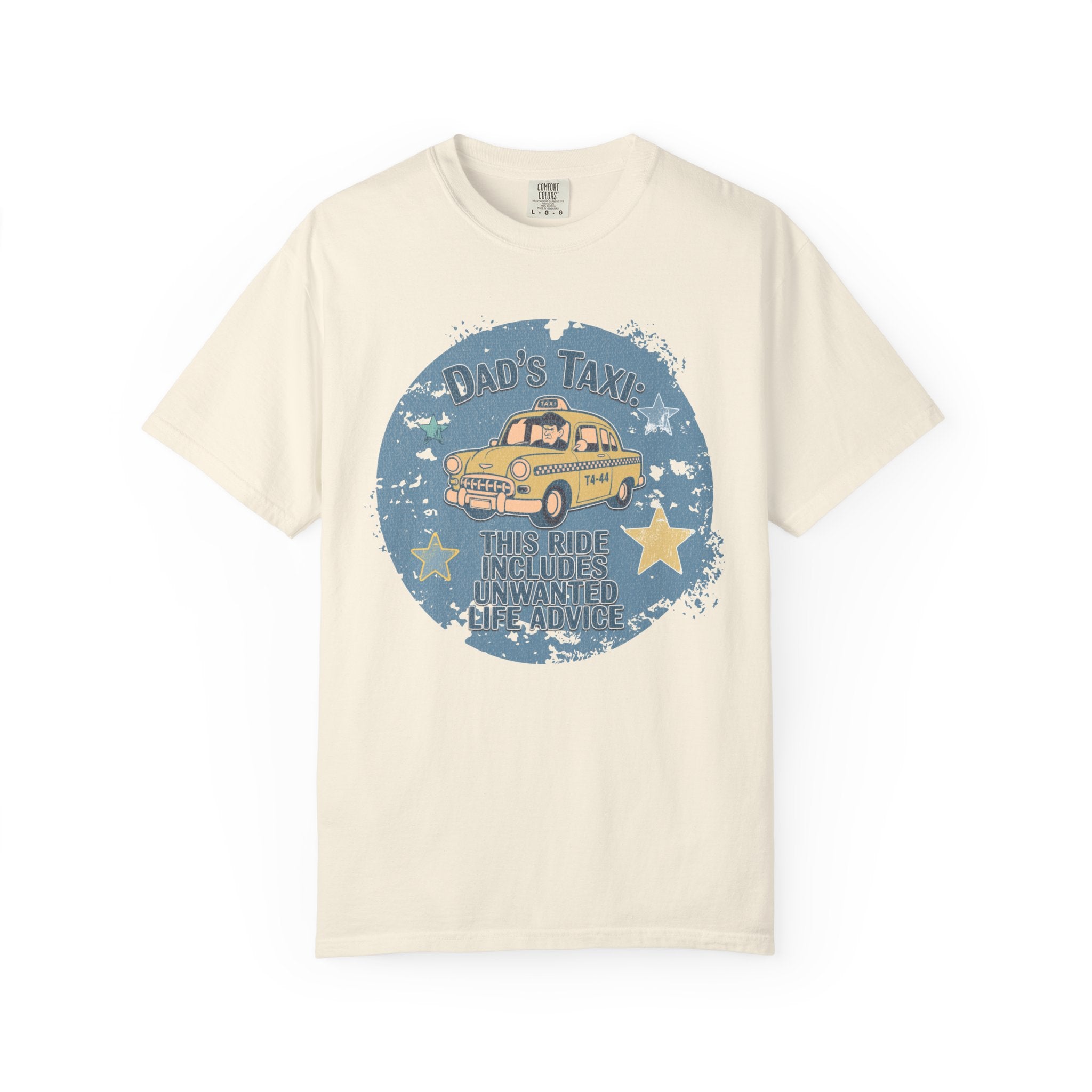 Textured Dad’s Taxi Graphic T-Shirt — “This Ride Includes Unwanted Detours” Vintage Family Humor Tee