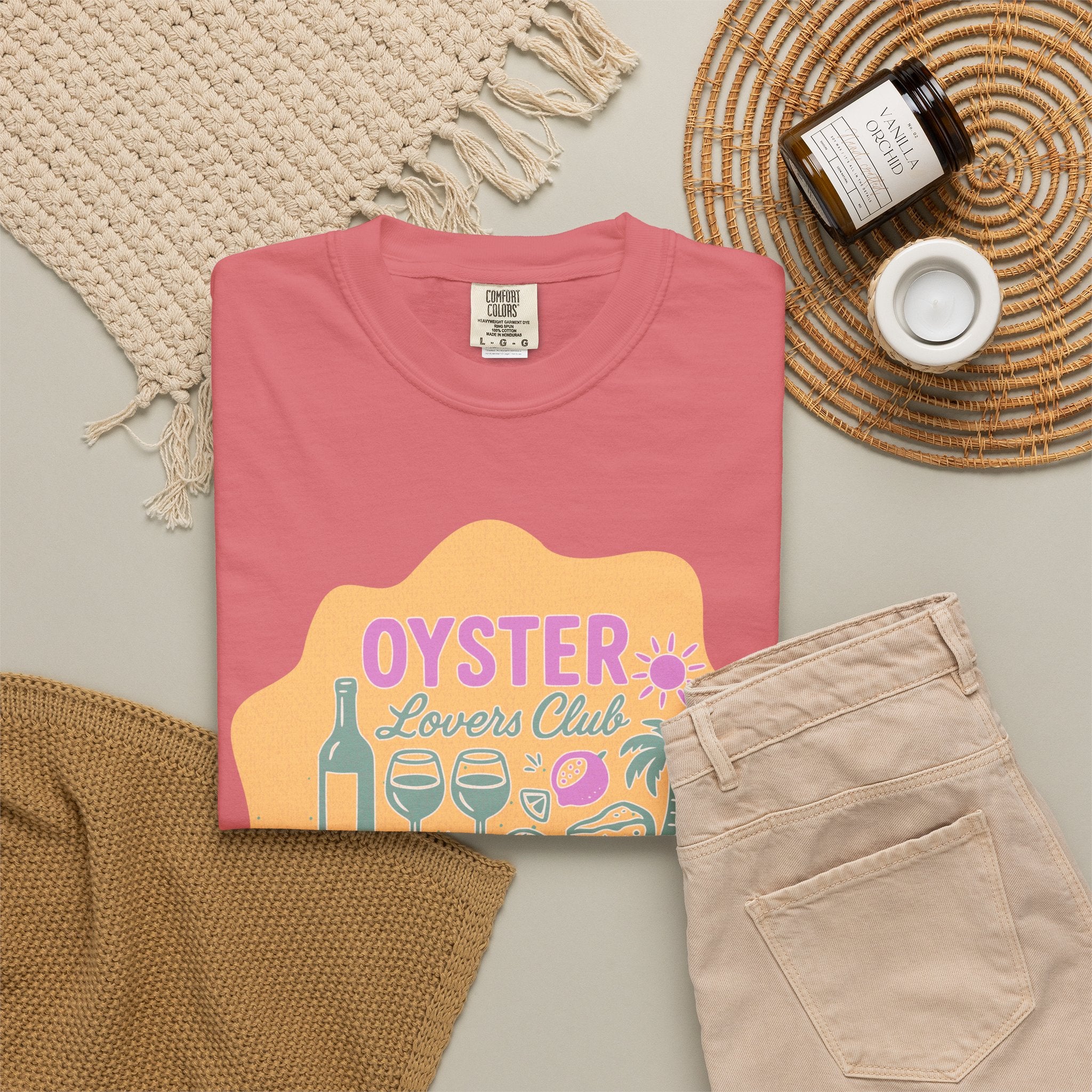 Textured Oyster Lovers Club T-Shirt — Coastal Seafood Graphic Tee