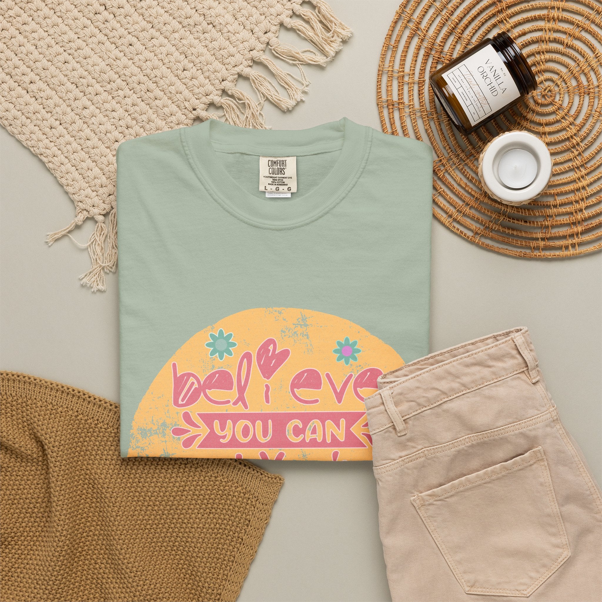 Textured Believe You Can Tee — "Believe You Can and You're Halfway There" Inspirational T‑Shirt