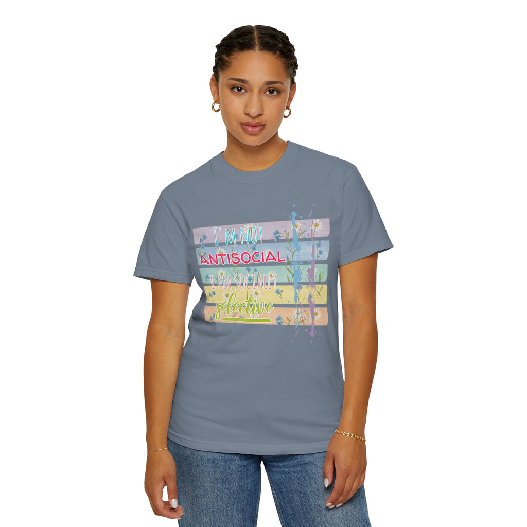 Antisocial Selective T-Shirt — Pastel Stripes Floral Graphic Tee