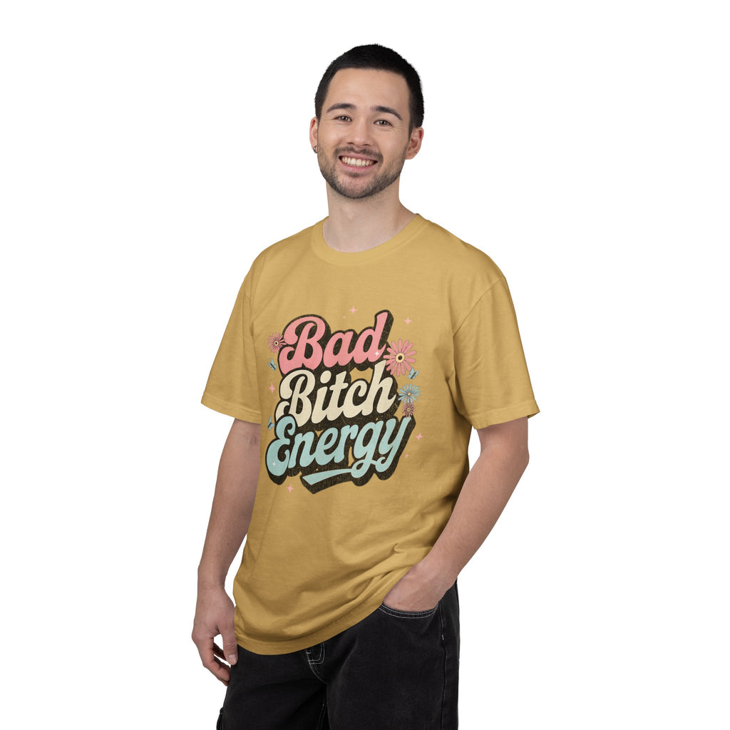 Bad Bitch Energy T-shirt |Textured Retro Script Floral Graphic