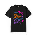Textured Choose Joy Glow Spread Light Daily T-Shirt — Inspirational Positive Message Tee