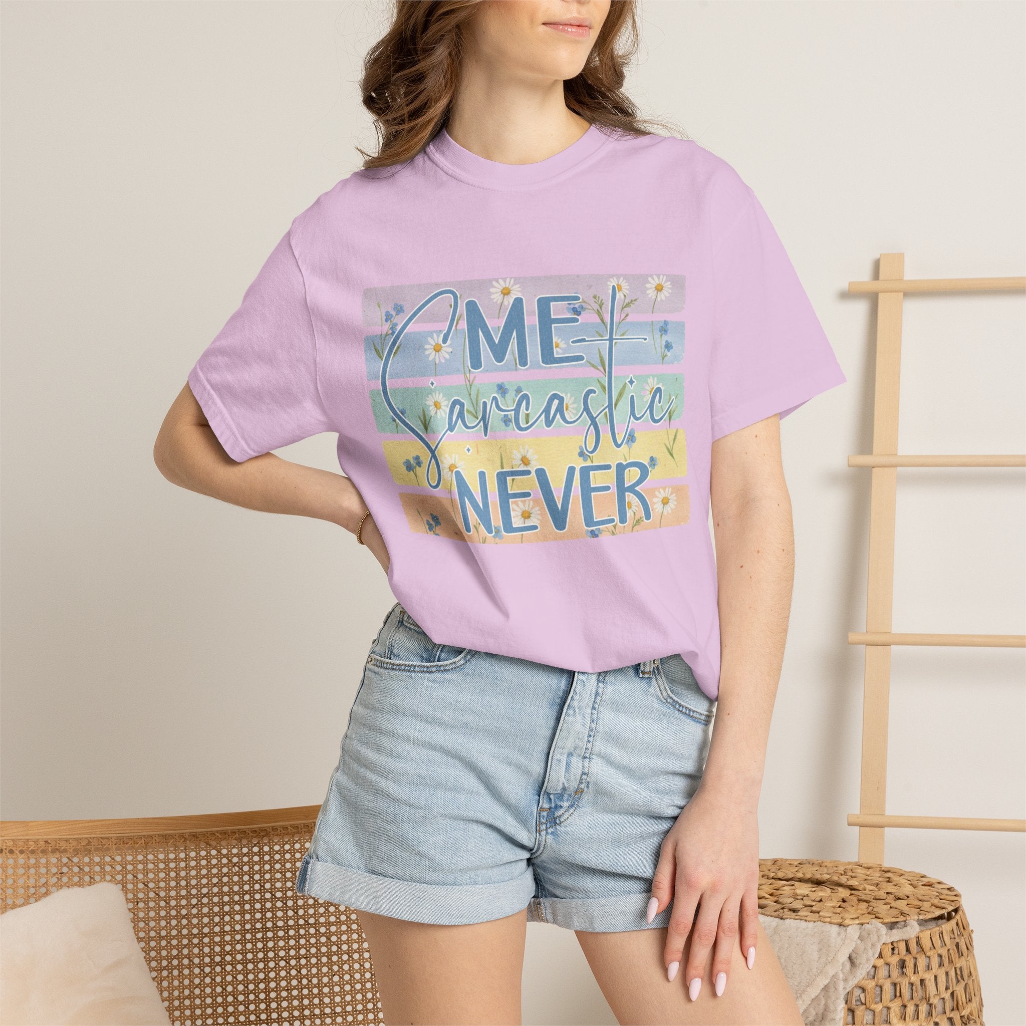 Textured Me? Sarcastic Never T-Shirt — Pastel Striped Funny Tee