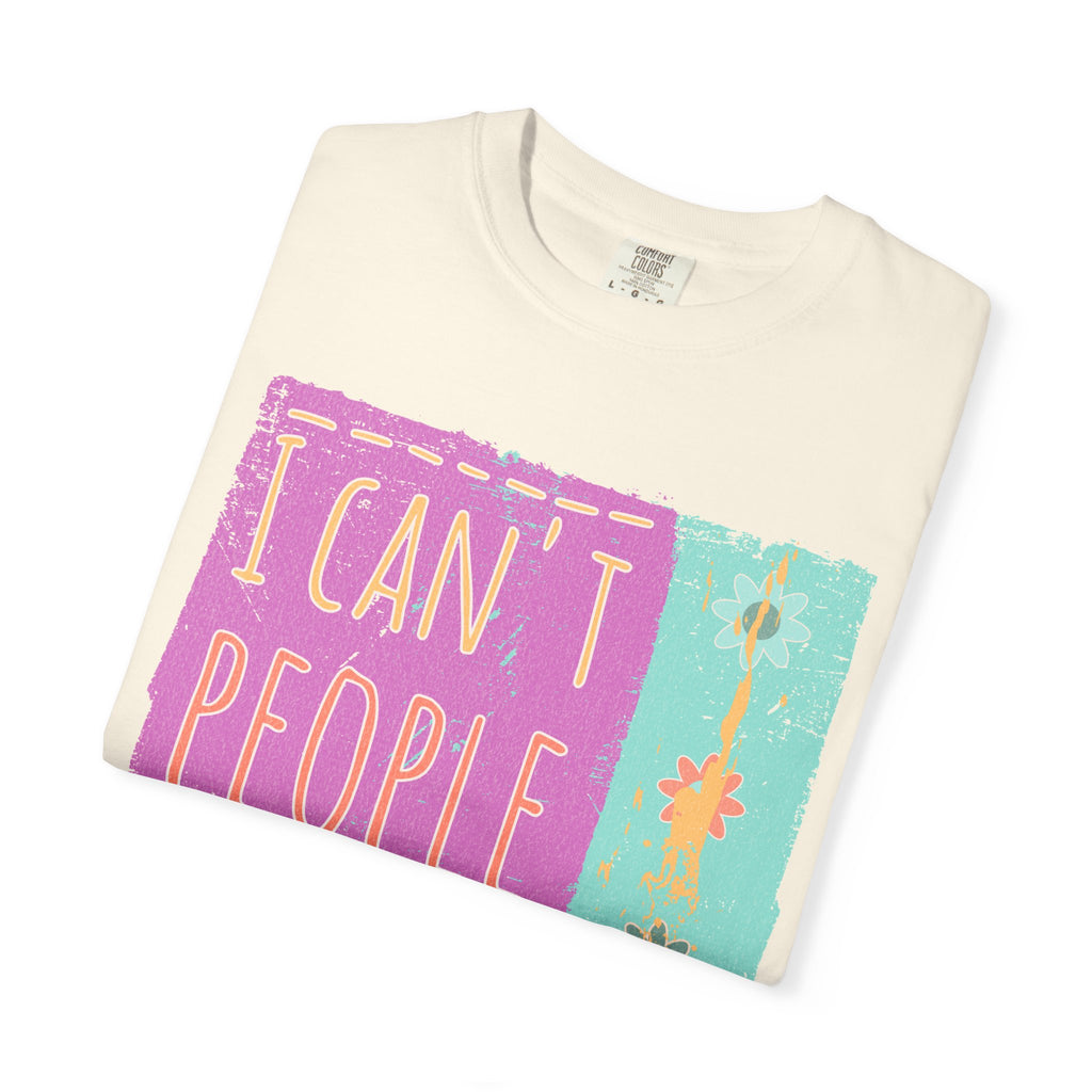 Textured I Can't People Today T-Shirt — Funny Introvert Graphic Tee