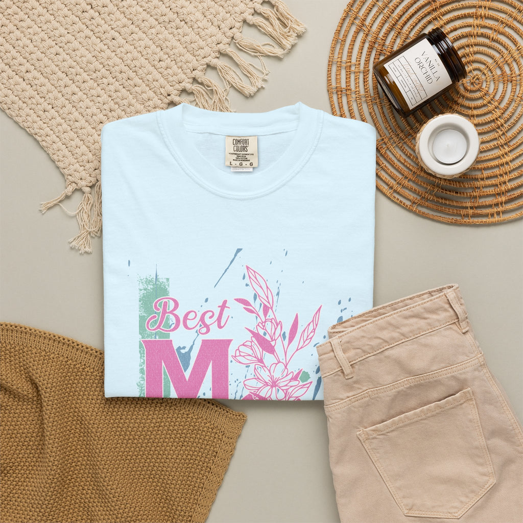 Best Mom Floral T-Shirt — Textured Mother's Day Gift Tee