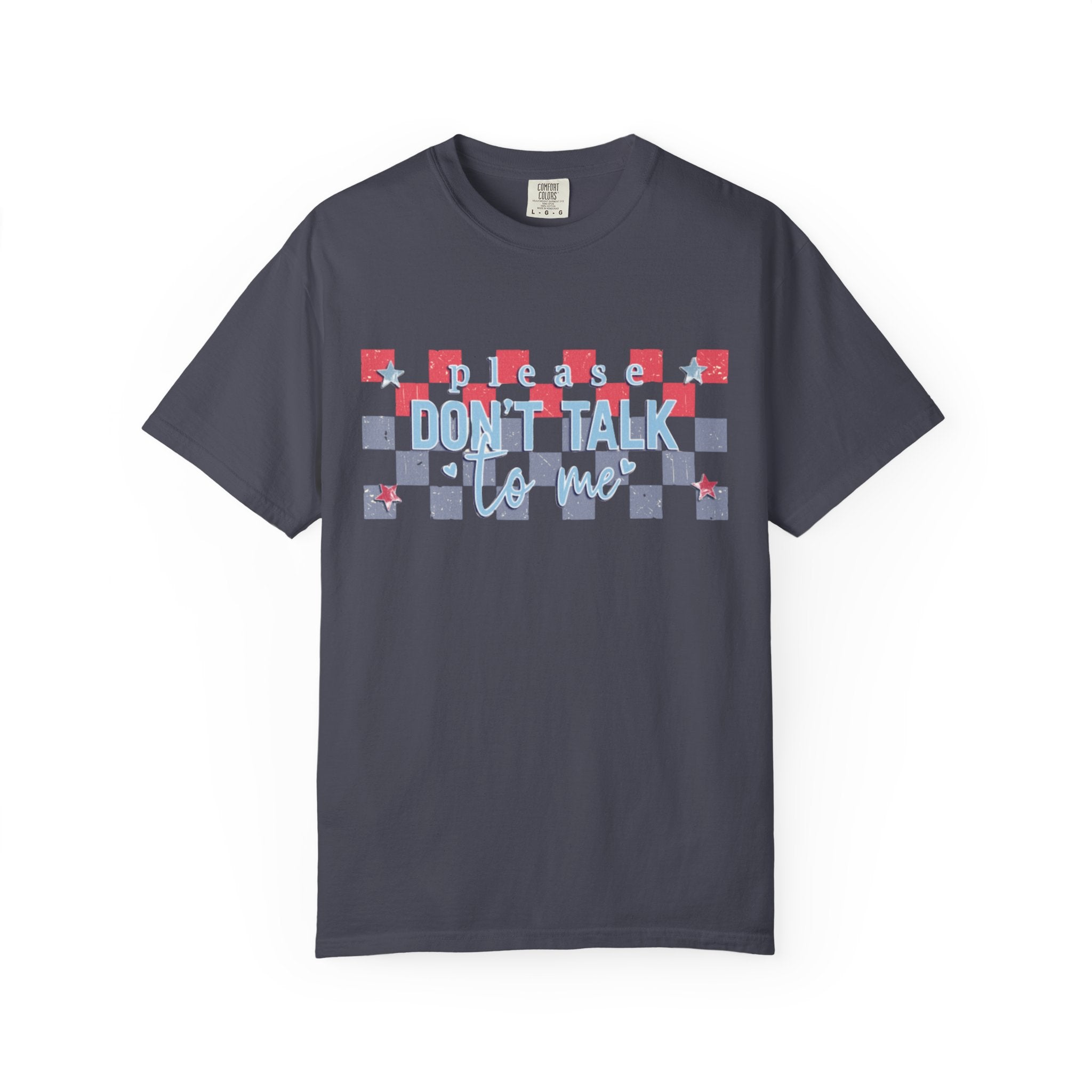 Textured Don’t Talk to Me Checkerboard T-Shirt — Retro USA Graphic Tee