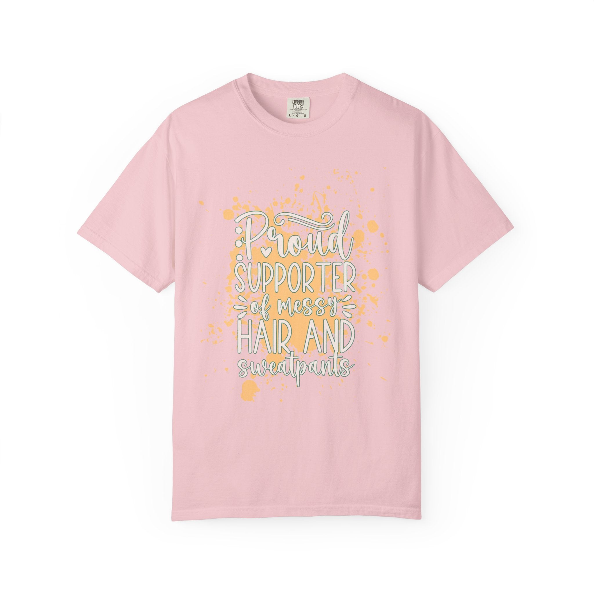 Textured Support My Messy Hair T-Shirt — Funny Mom/Parent Casual Tee
