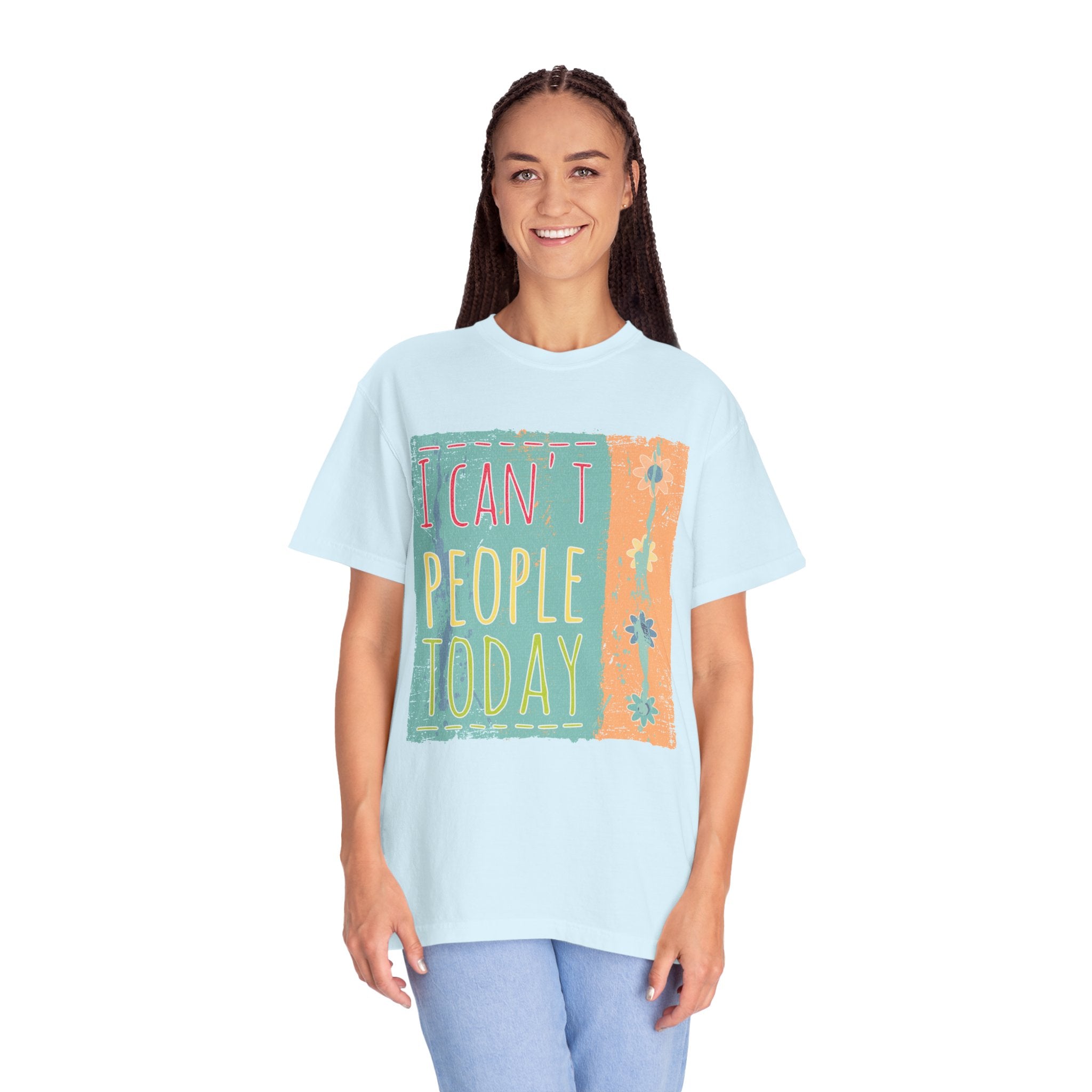 Textured I Can't People Today T-Shirt — Funny Introvert Graphic Tee