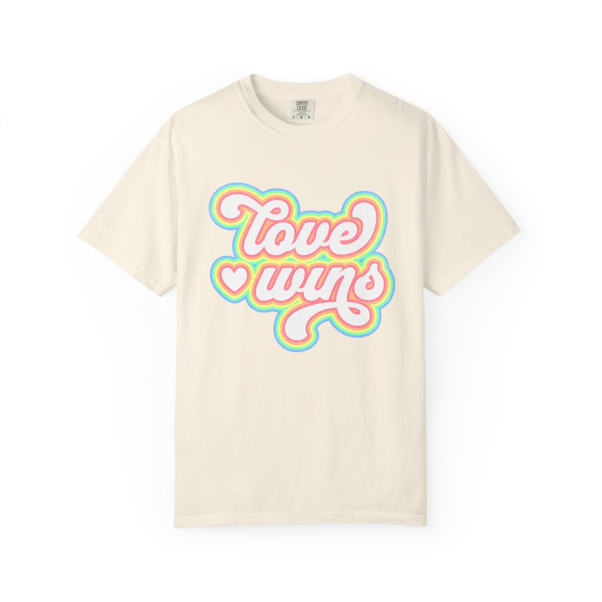 Textured Retro 'Love Wins' T-Shirt — Rainbow Script Pride Tee