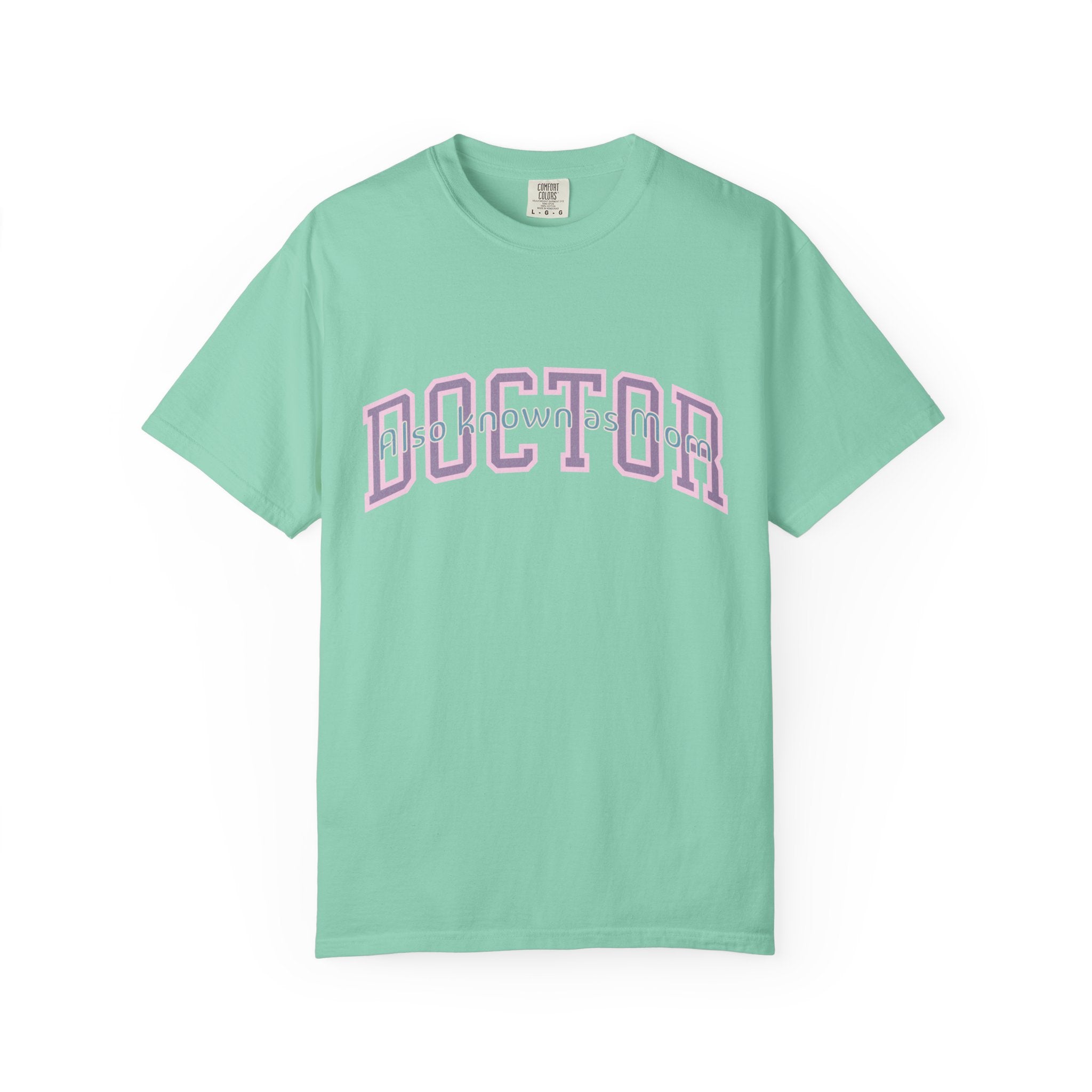 Doctor Also Known As Mom Textured T-Shirt — Retro Shadow Collegiate Medical Tee