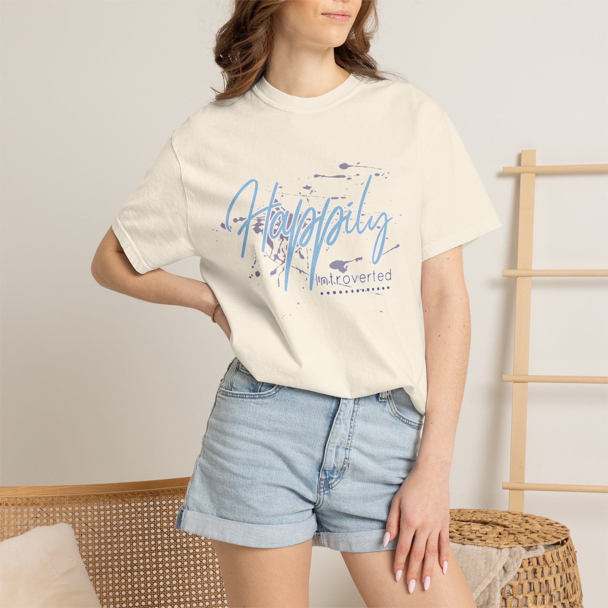 Introverted Aesthetic Textured T-Shirt — 'Anti-Social' Minimal Script Graphic