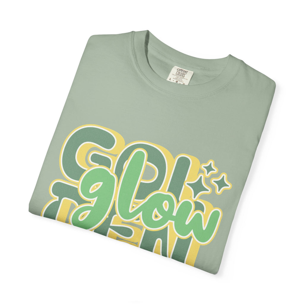 Golden Glow Textured T-Shirt — Retro 'Glow' Graphic Tee