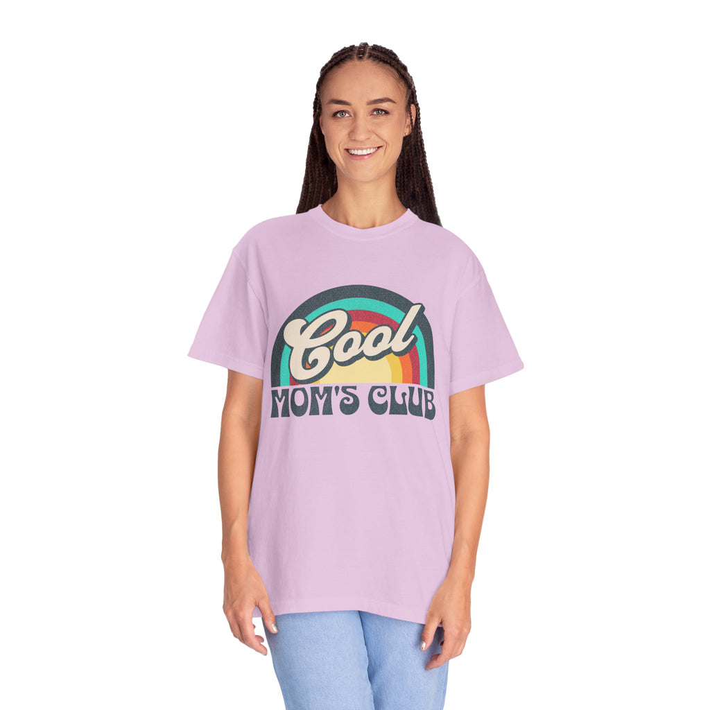 Cool Moms Club Textured T-shirt | Retro Cool Moms Club Rainbow