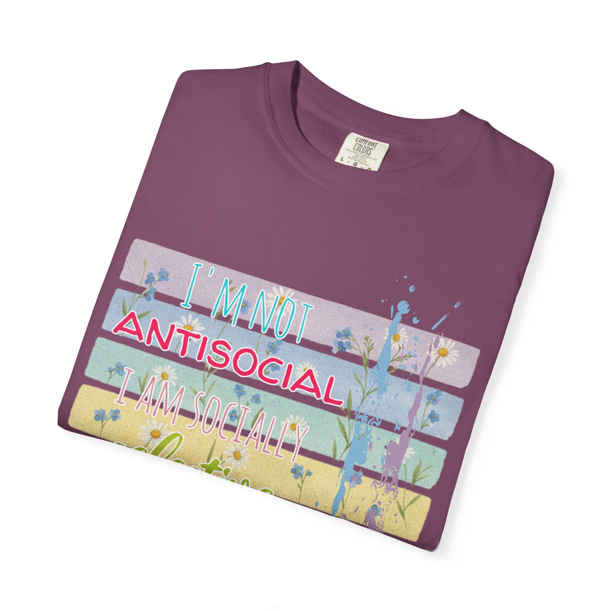 Antisocial Selective T-Shirt — Pastel Stripes Floral Graphic Tee