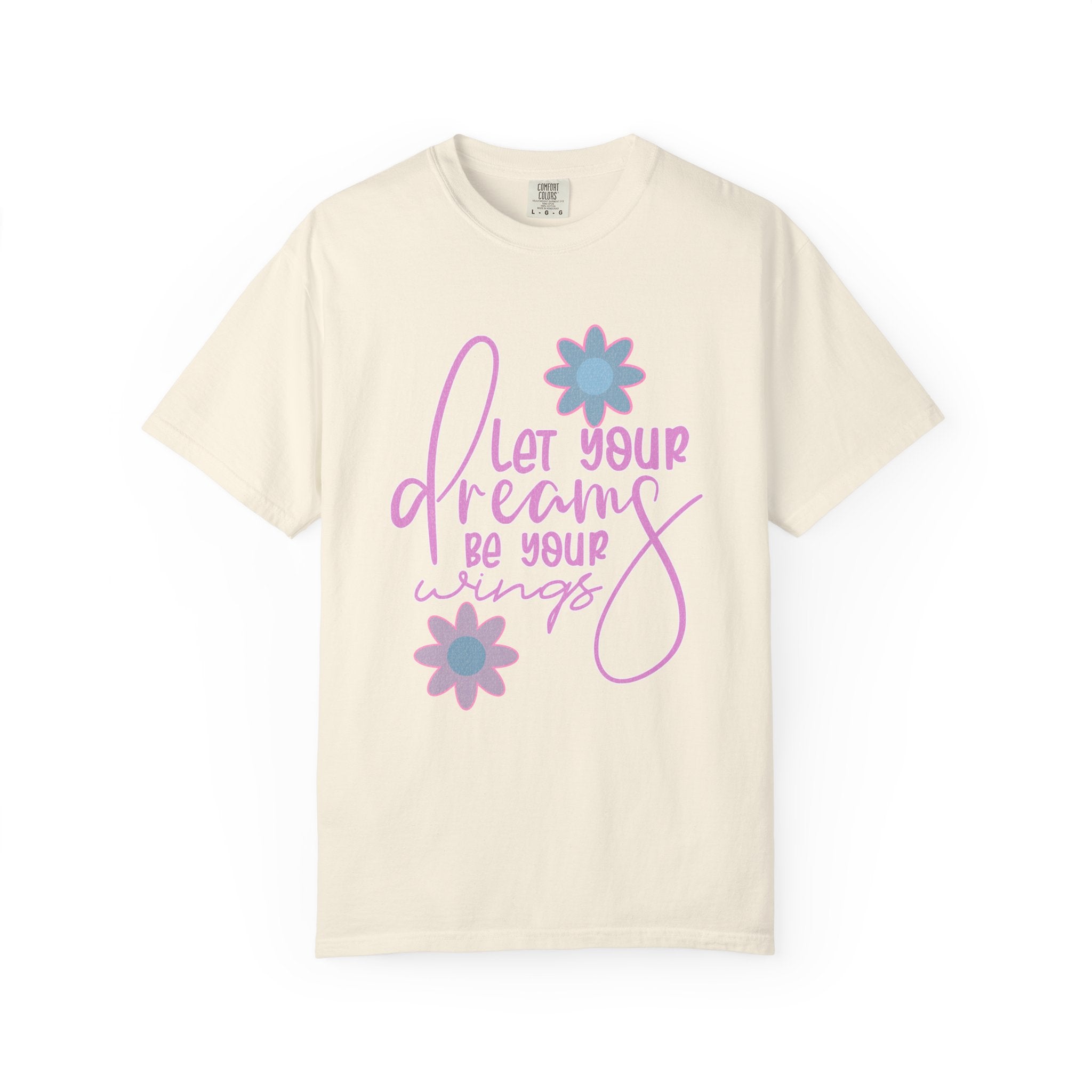 Textured Inspirational Floral Tee — "Let Your Dreams Be Your Wings"