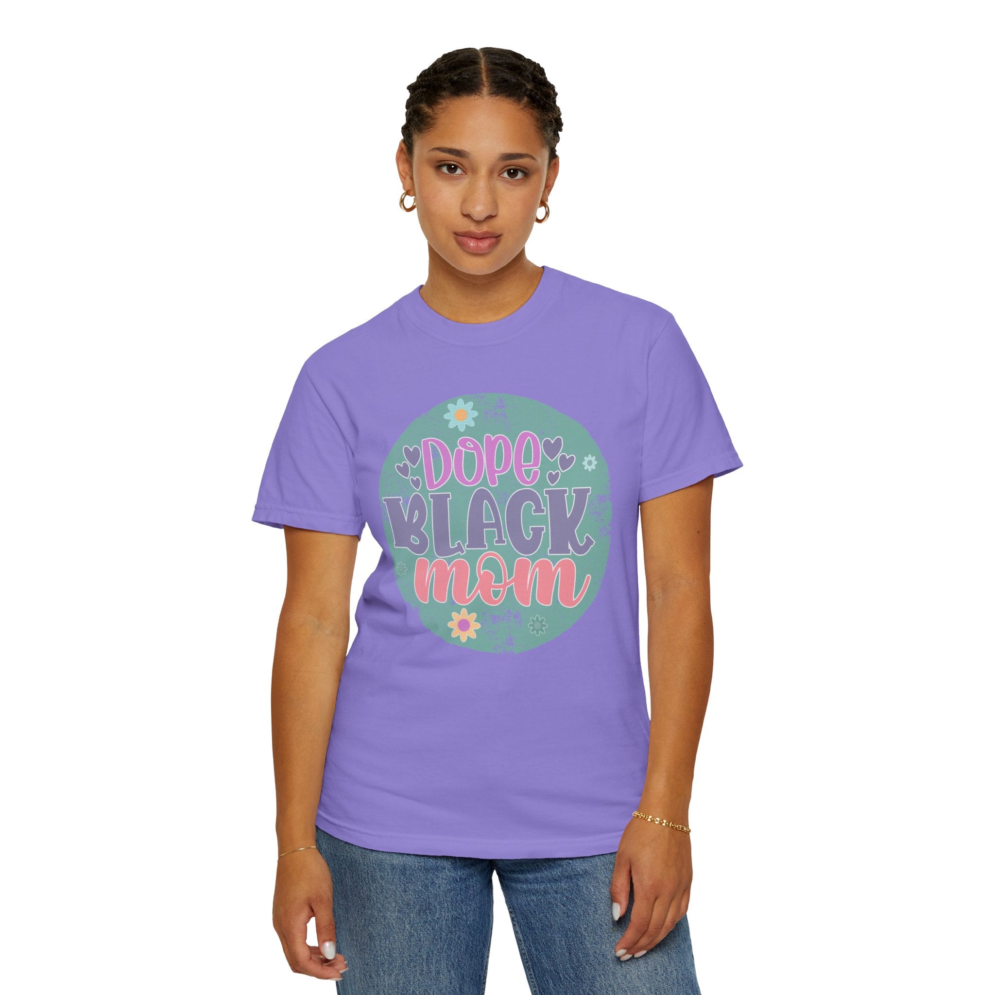 Textured T-Shirt — Dope Black Mom Floral Graphic Tee