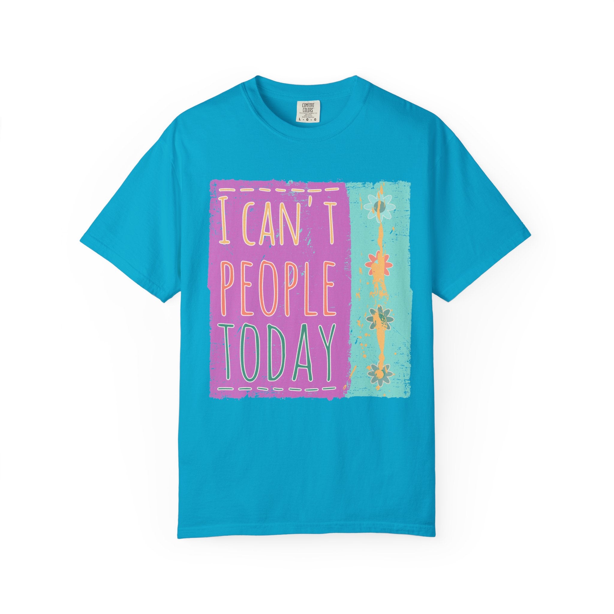 Textured I Can't People Today T-Shirt — Funny Introvert Graphic Tee