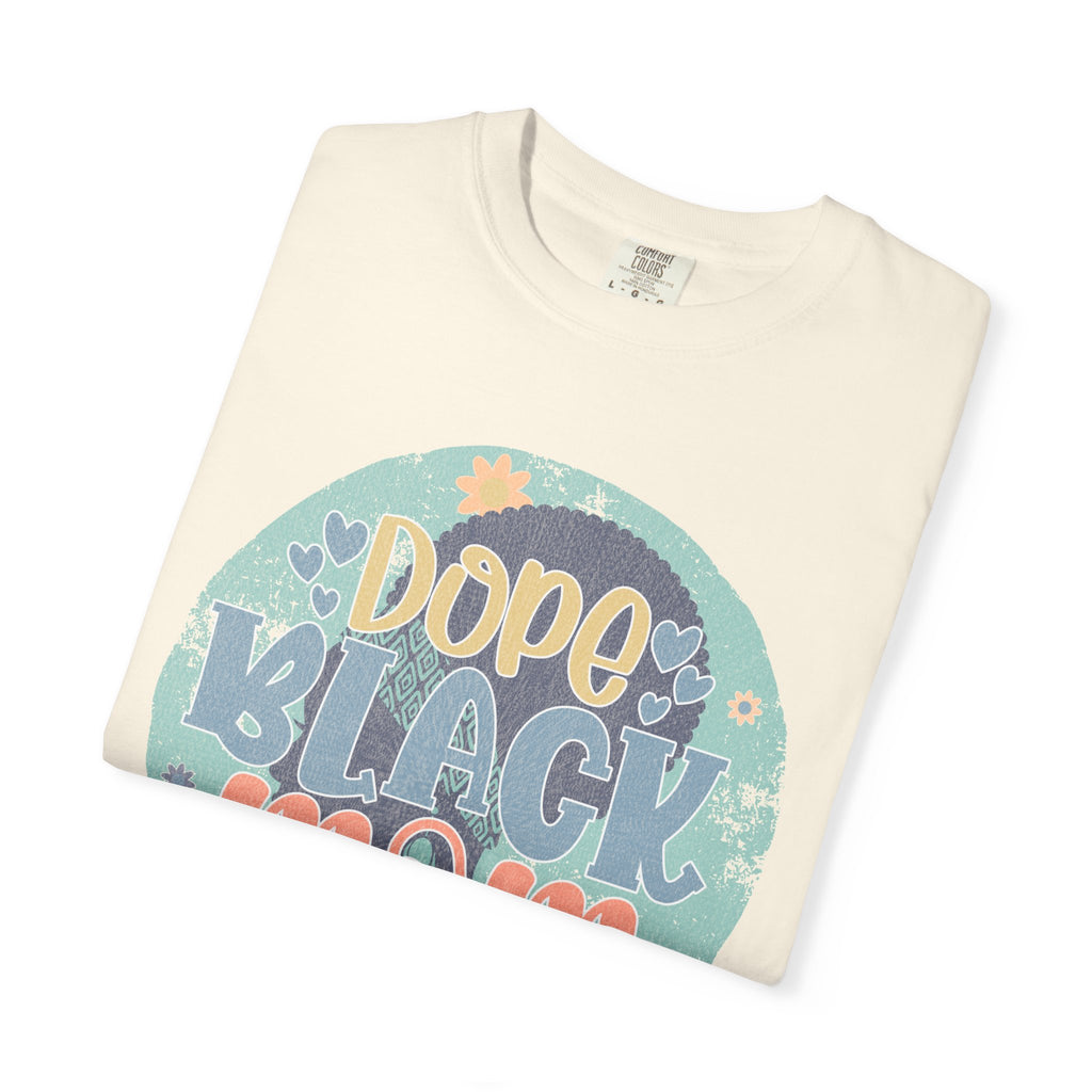 Dope Black Mom Textured T-Shirt — Retro Floral Graphic Tee for Proud Moms