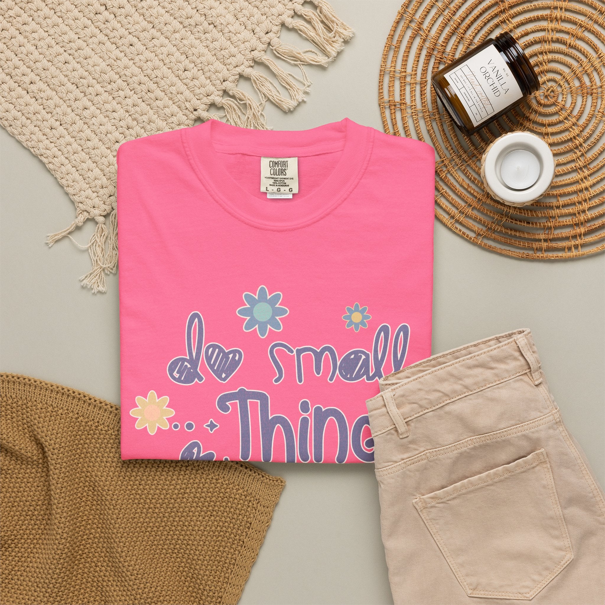 Textured T-Shirt — "Do Small Things with Great Love" Floral Graphic Tee