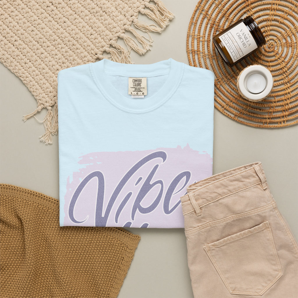 Vibe High Textured T-Shirt — Retro Brush Script Graphic Tee