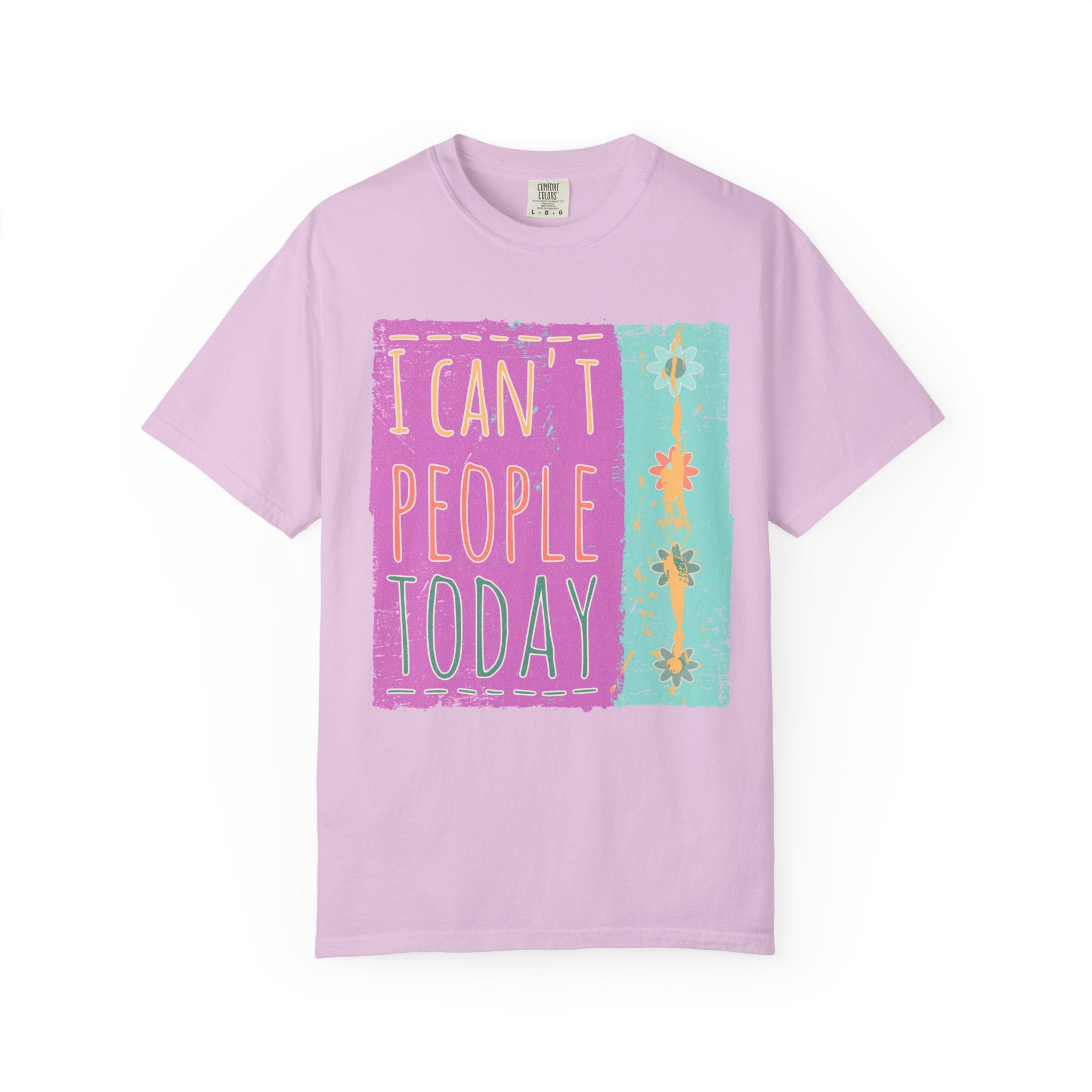 Textured I Can't People Today T-Shirt — Funny Introvert Graphic Tee
