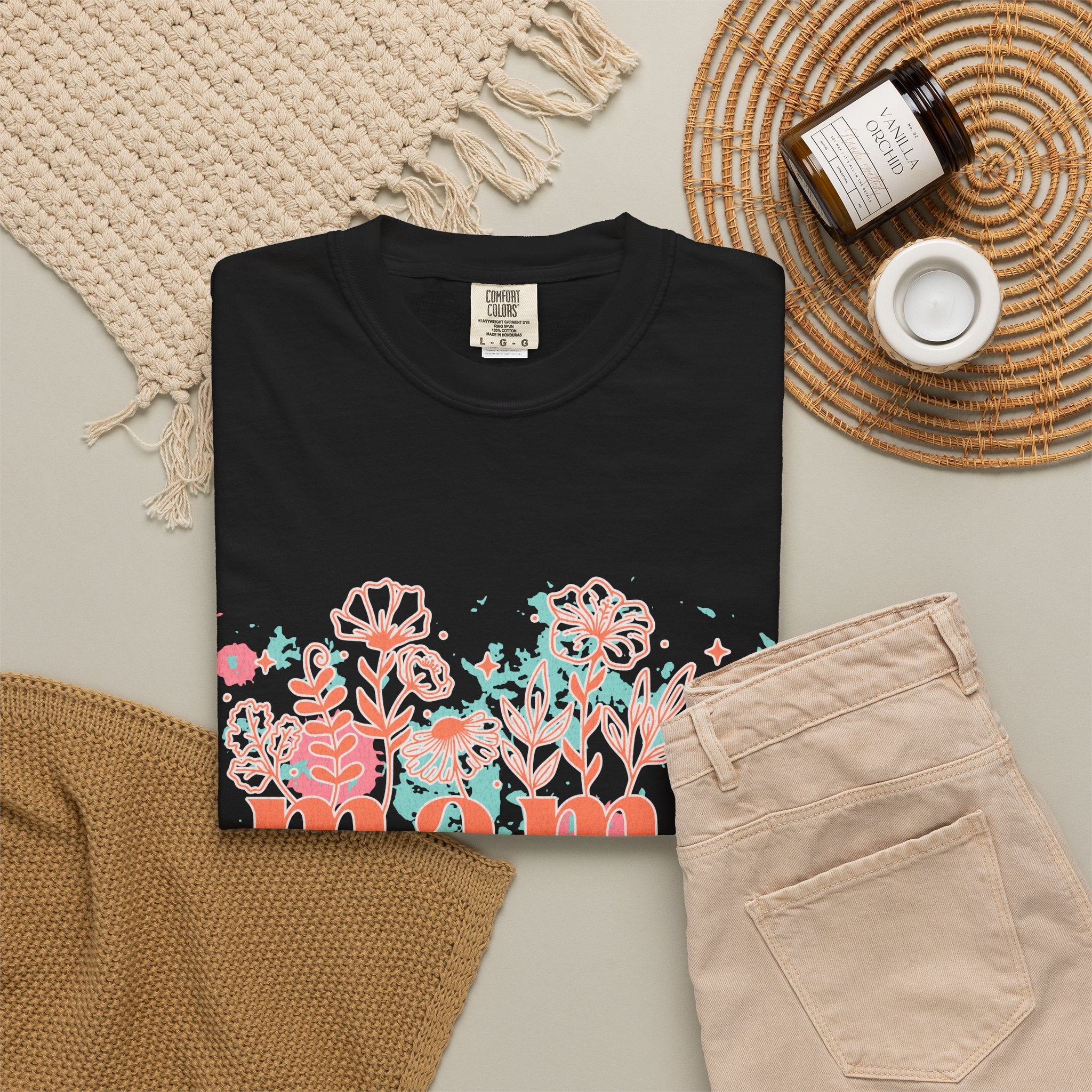 Mama Wildflower Floral Textured Splash Tee