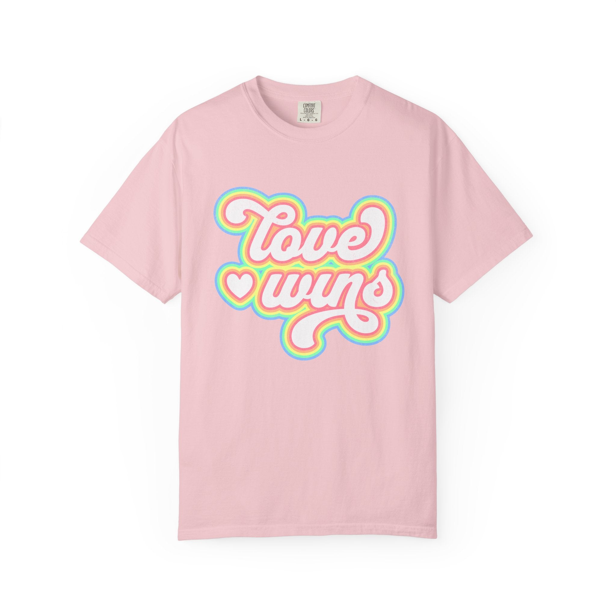 Textured Retro 'Love Wins' T-Shirt — Rainbow Script Pride Tee