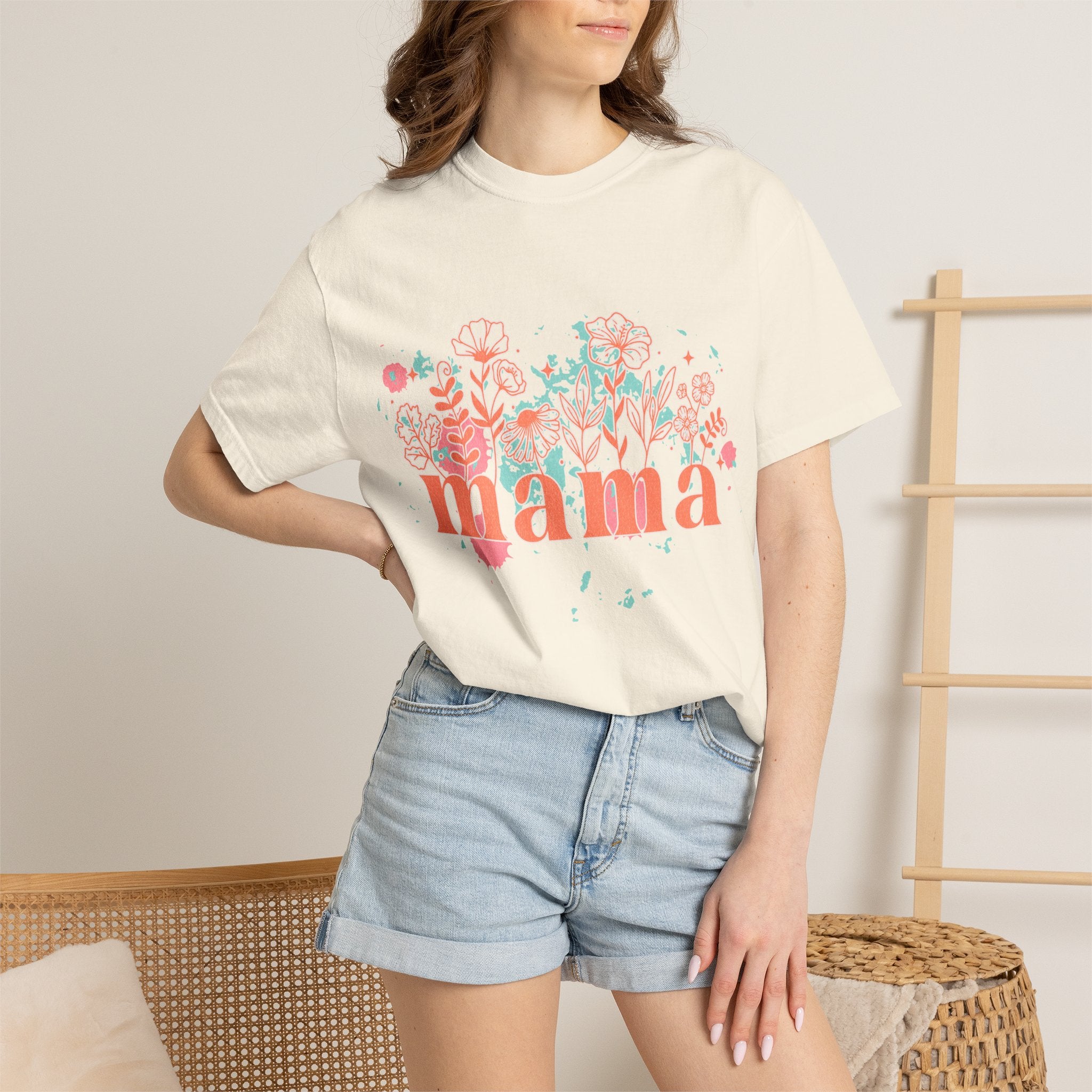 Mama Wildflower Floral Textured Splash Tee