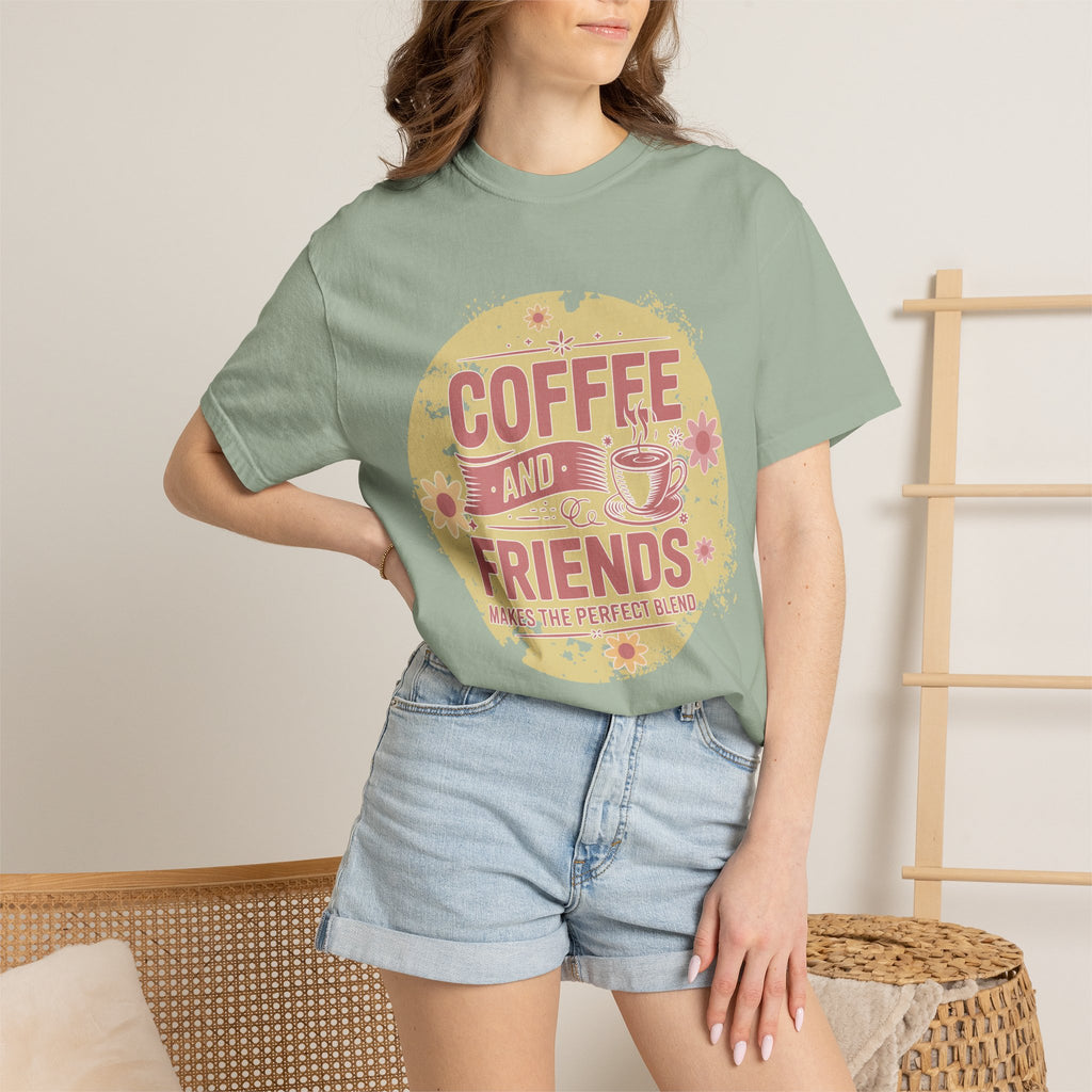 Coffee and Friends Textured T-Shirt — 'Makes the Perfect Blend' Casual Tee