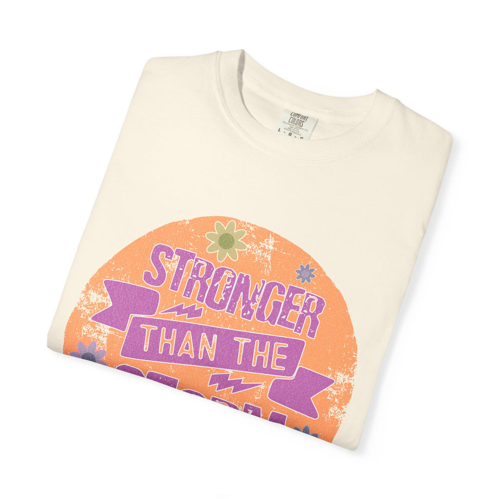 Textured Stronger Than the Storm T-Shirt — Inspirational Floral Graphic Tee