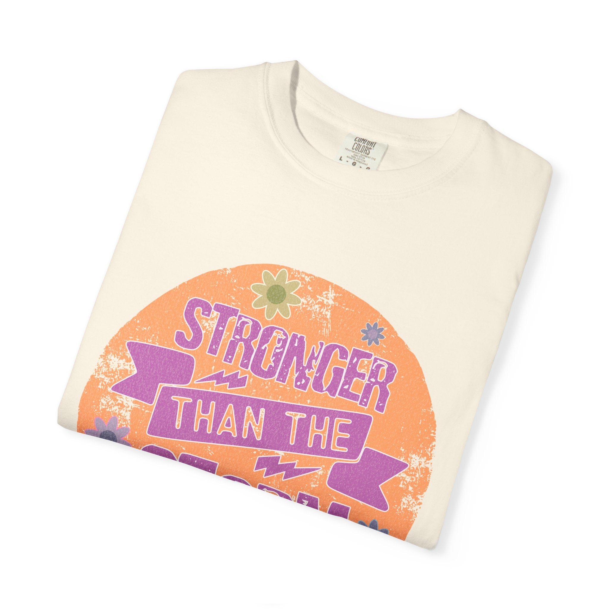 Textured Stronger Than the Storm T-Shirt — Inspirational Floral Graphic Tee
