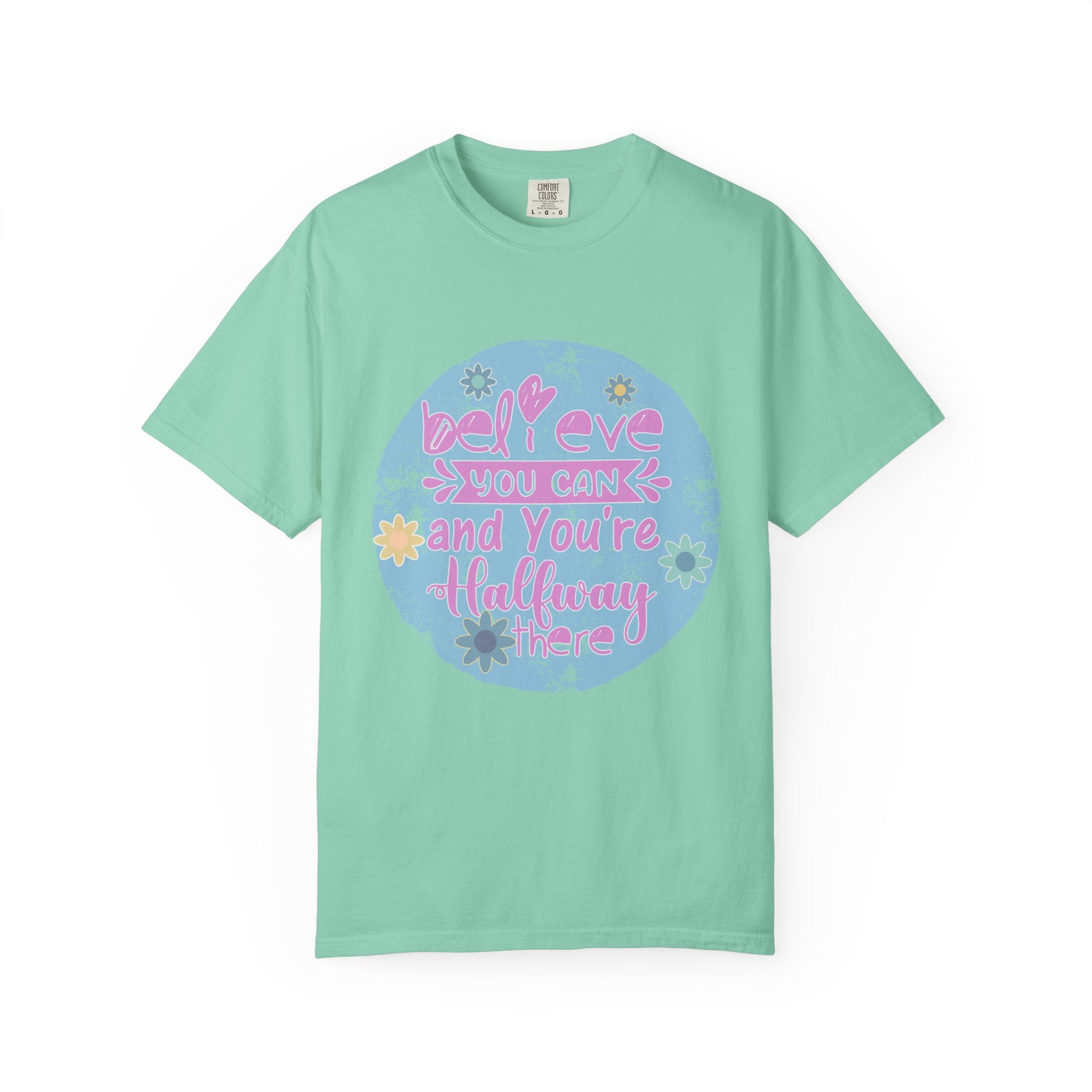 Textured Believe You Can Floral Graphic T-Shirt — Inspirational Motivational Tee