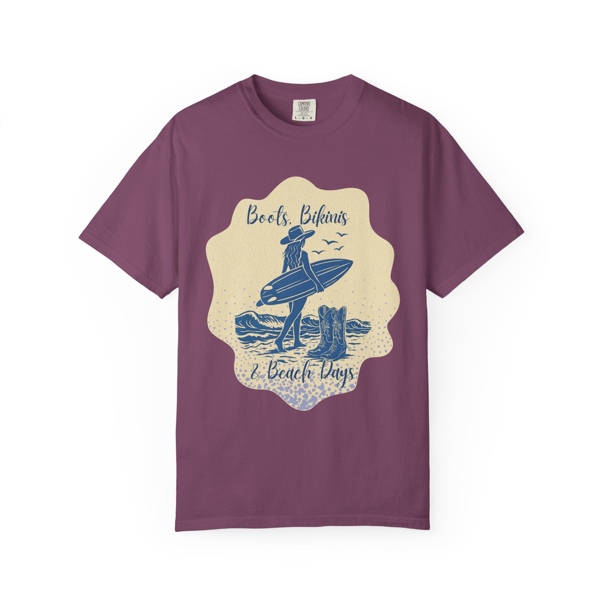 Textured Surf Vibes T-Shirt — 'Beach, Bikinis & Beach Days' Vintage Surf Graphic