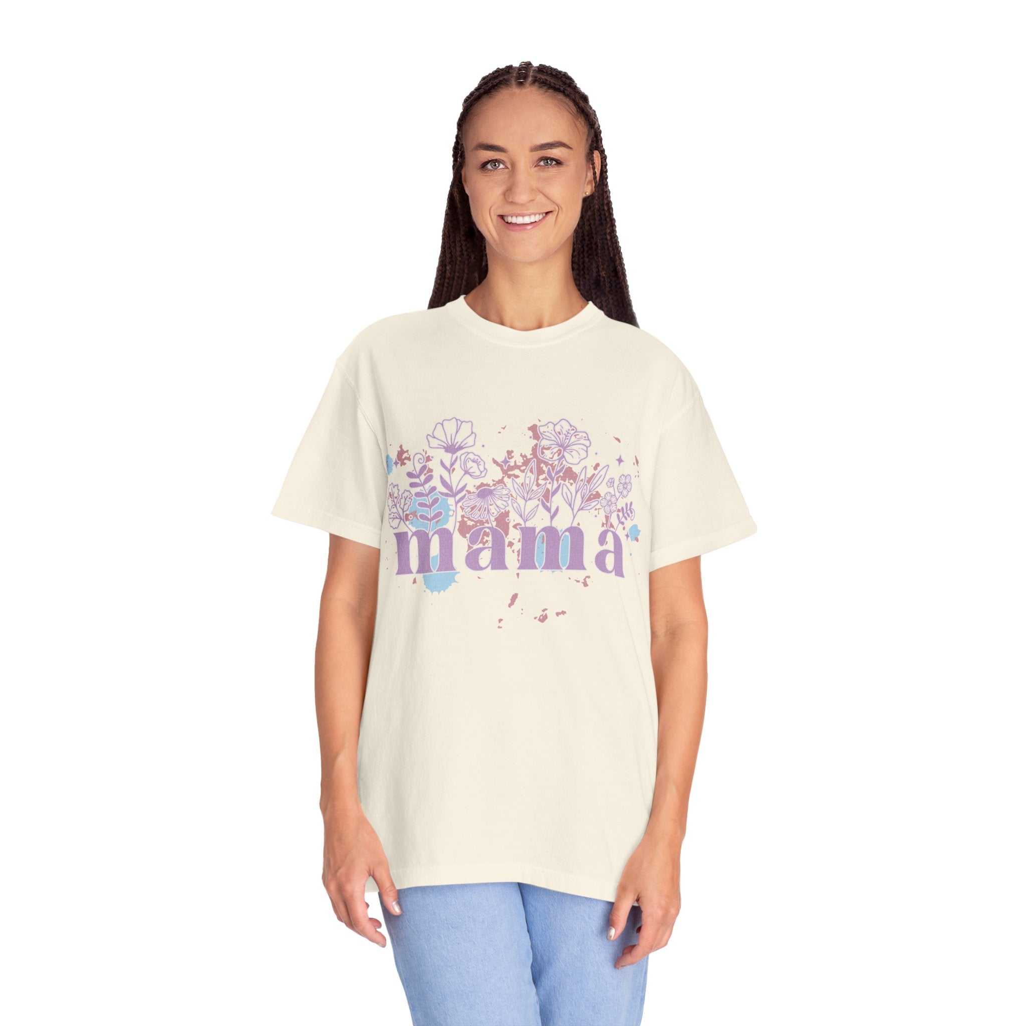 Mama Floral Splash Textured Tee — Pastel Garden Mother's Day T-Shirt
