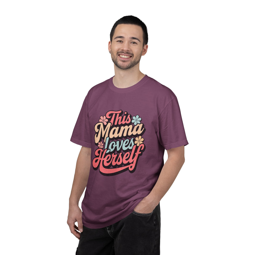 This Mama Loves Herself T-Shirt |Textured Retro Floral Typography
