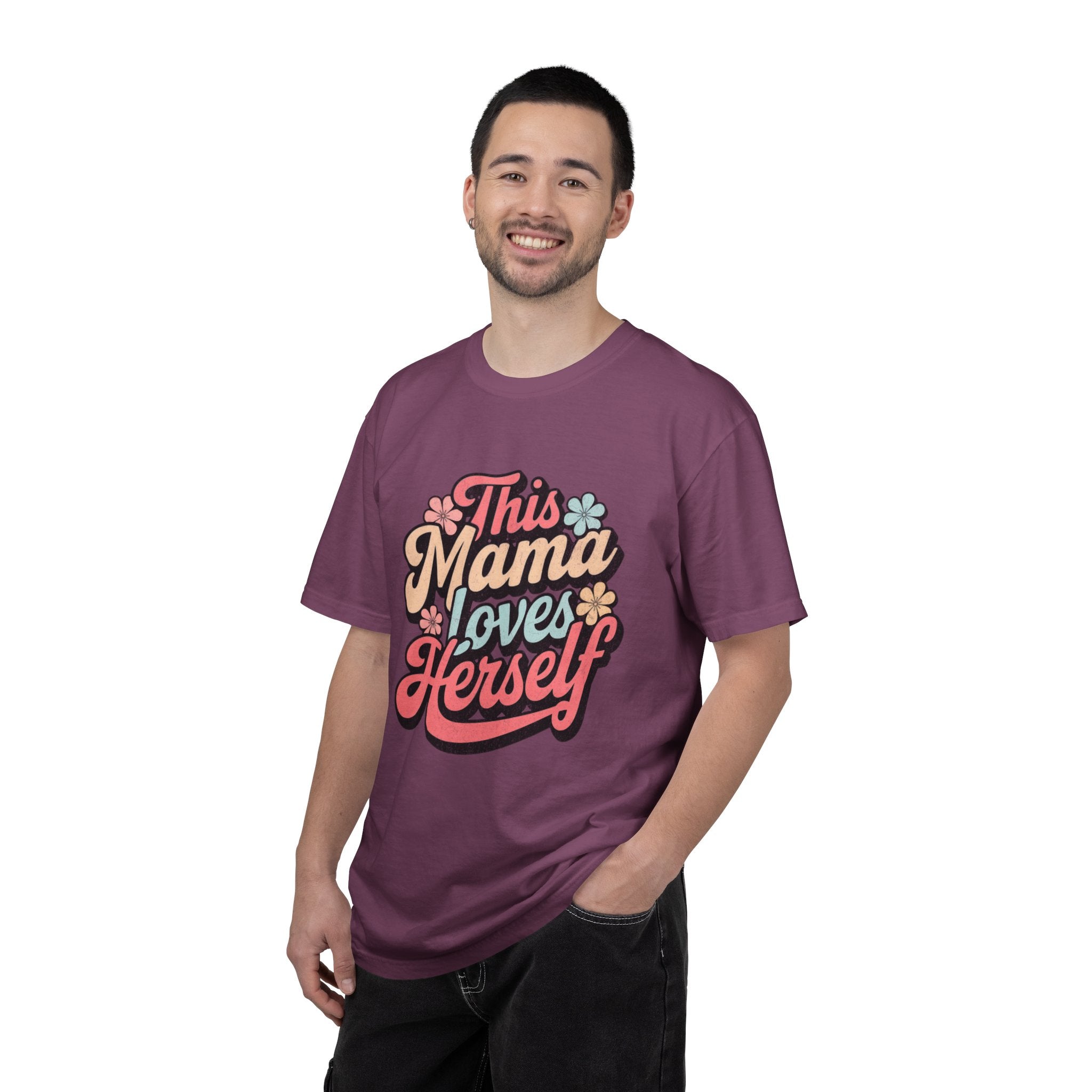 This Mama Loves Herself T-Shirt |Textured Retro Floral Typography