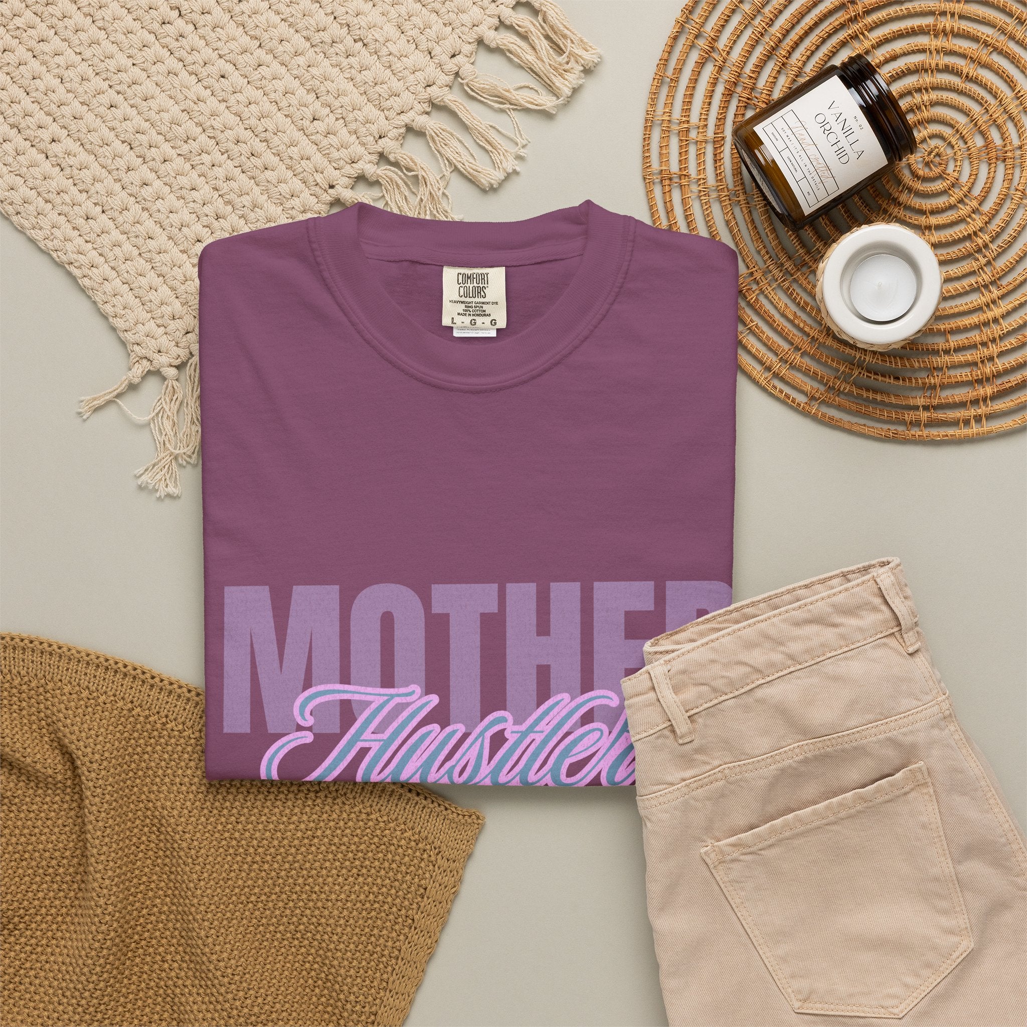 Retro Mother Hustler Vintage Tee Textured Garment-Dyed T-shirt