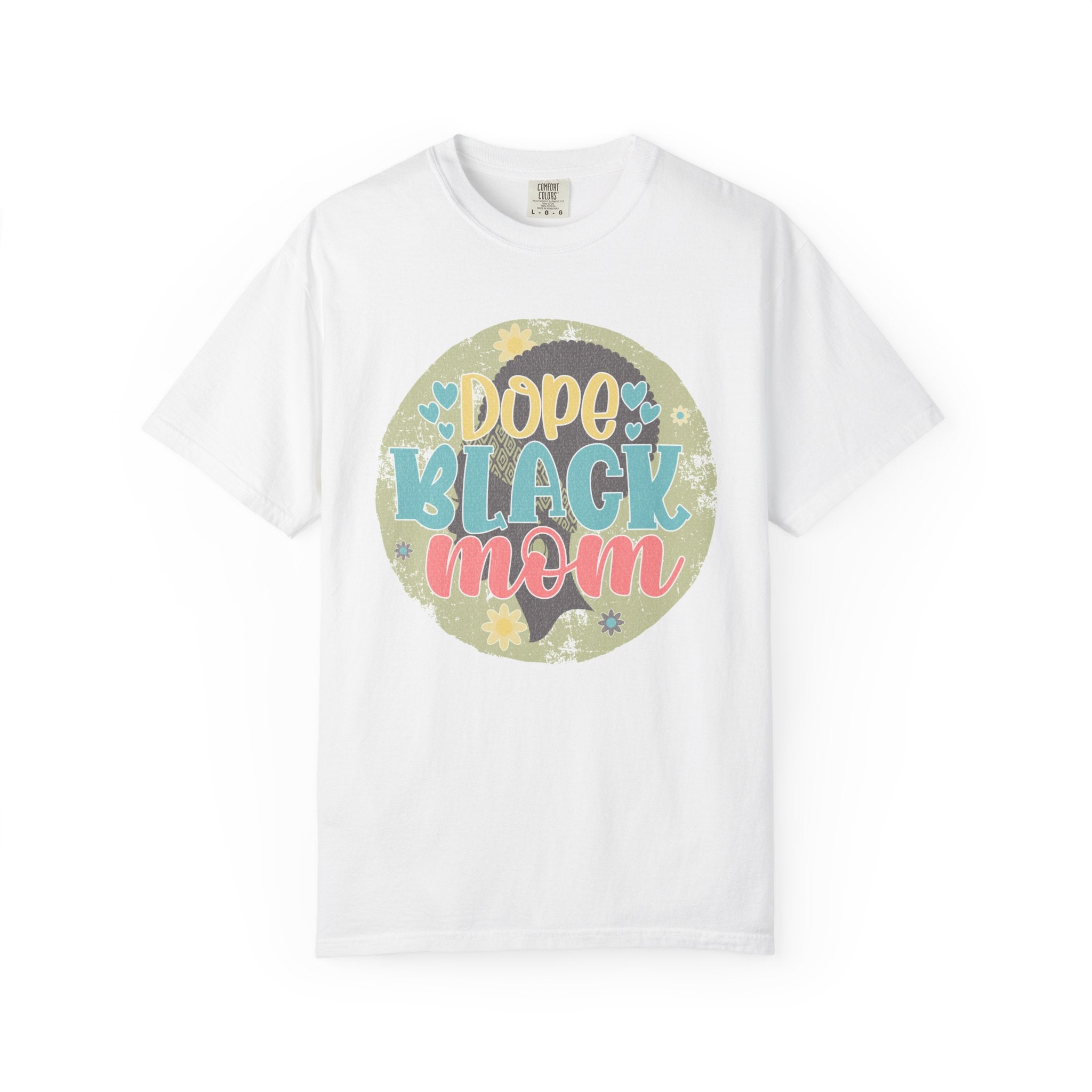 Dope Black Mom Textured T-Shirt — Floral Retro Graphic Tee for Moms